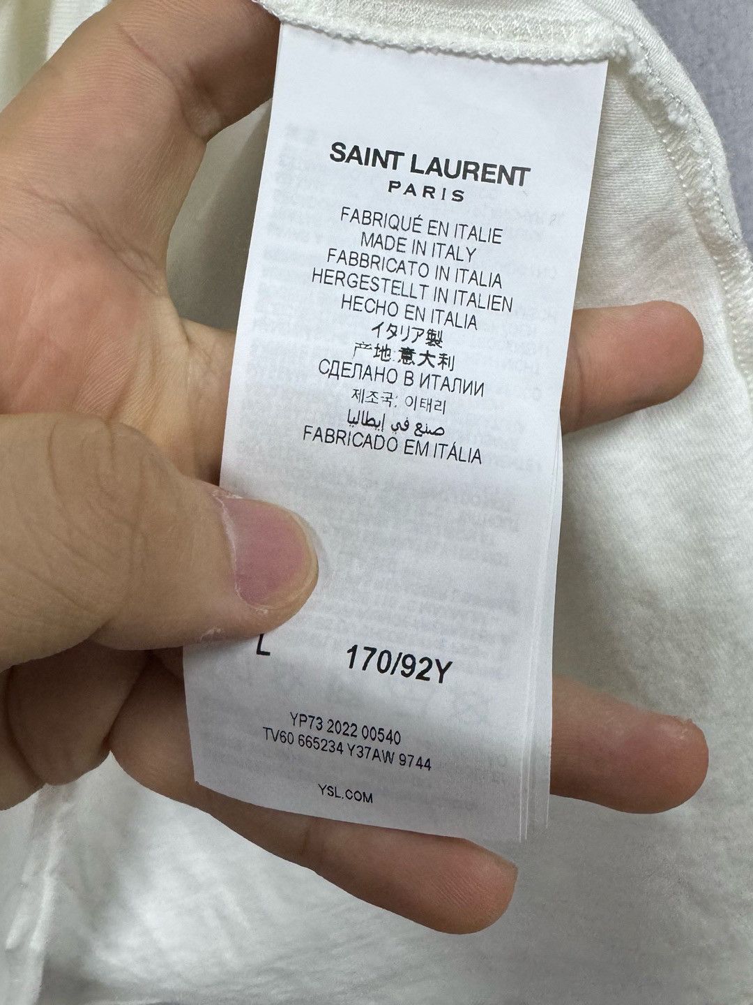 Saint Laurent Paris Saint Laurent Reversed Logo T-Shirt Size L Size US L / EU 52-54 / 3 - 4 Thumbnail