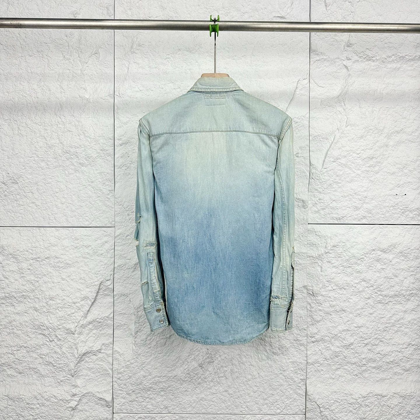 Saint Laurent Paris SAINT LAURENT Distressed Denim Shirt XS Size US XS / EU 42 / 0 - 2 Thumbnail