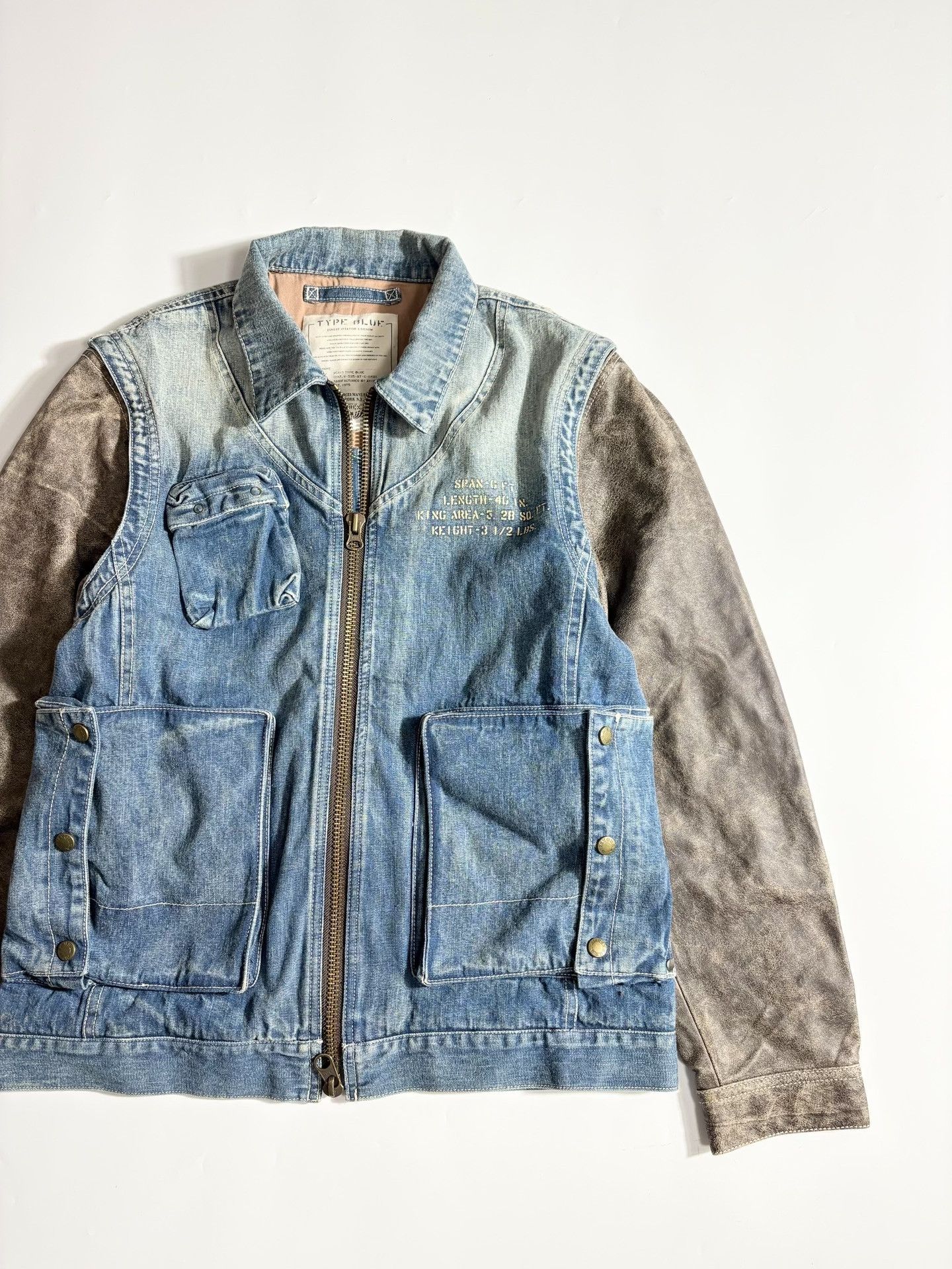 Avirex AVIREX TYPE Horse Leather Sleeve Denim Jacket Size US M / EU 48-50 / 2 - 2 Thumbnail
