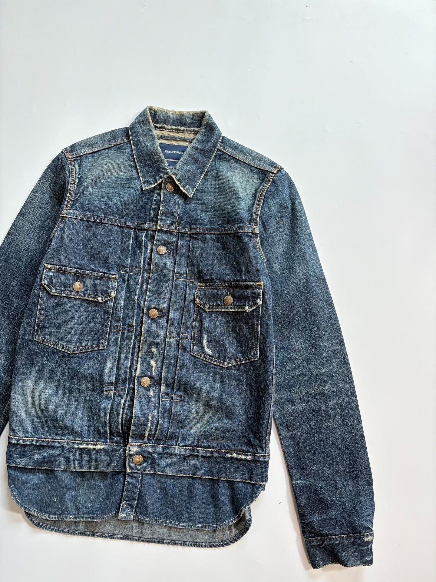 Maison MIHARA YASUHIRO MIHARAYASUHIRO Patchwork Distressed Denim Jacket Size US S / EU 44-46 / 1 - 2 Thumbnail