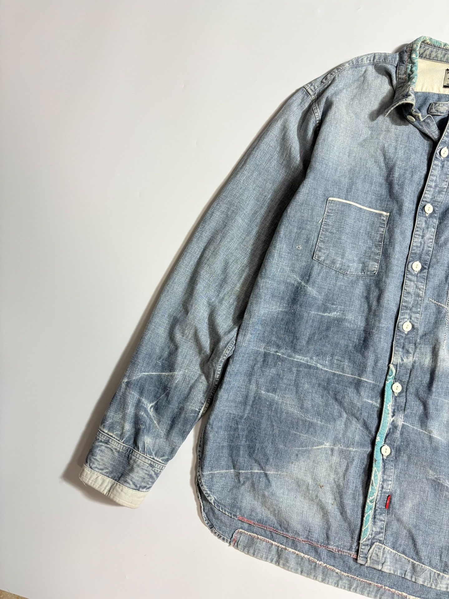 ANACHRONORM ANACHRONORM Distressed Denim Shirt Size US S / EU 44-46 / 1 - 2 Thumbnail