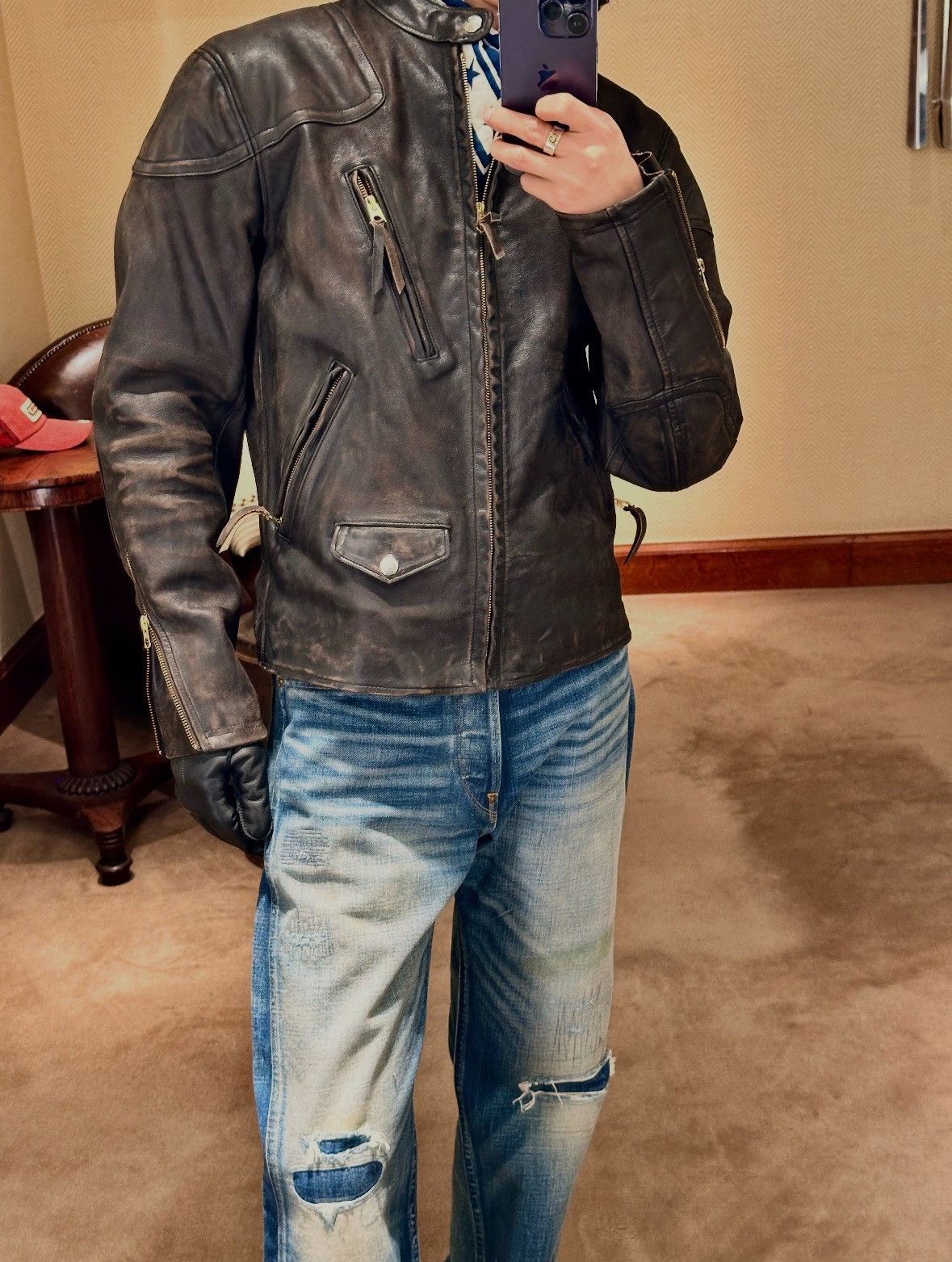 RRL Ralph Lauren Ralph Lauren RRL Motorcycle Leather Jacket Size US XL / EU 56 / 4 - 3 Thumbnail