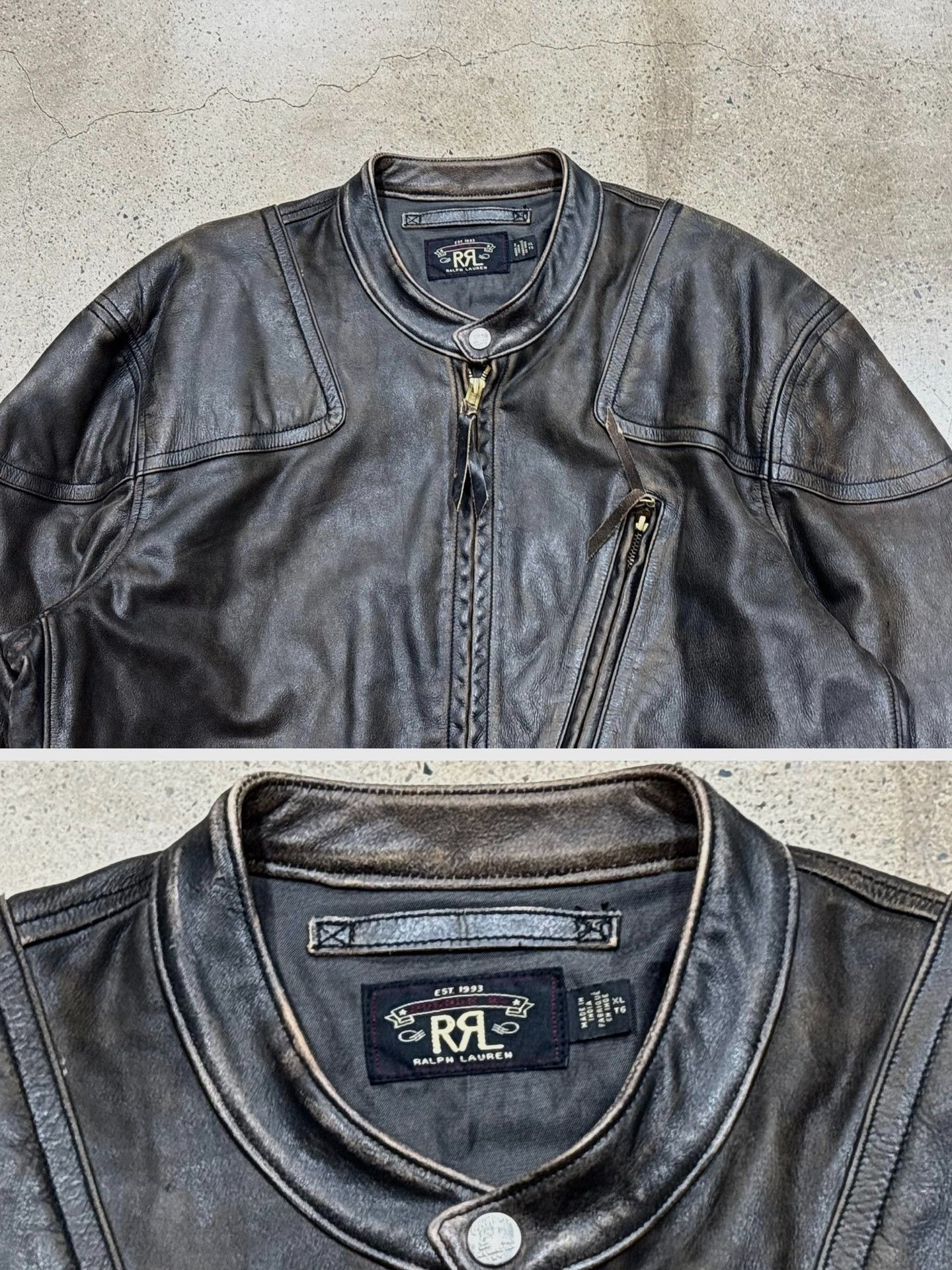 RRL Ralph Lauren Ralph Lauren RRL Motorcycle Leather Jacket Size US XL / EU 56 / 4 - 5 Thumbnail
