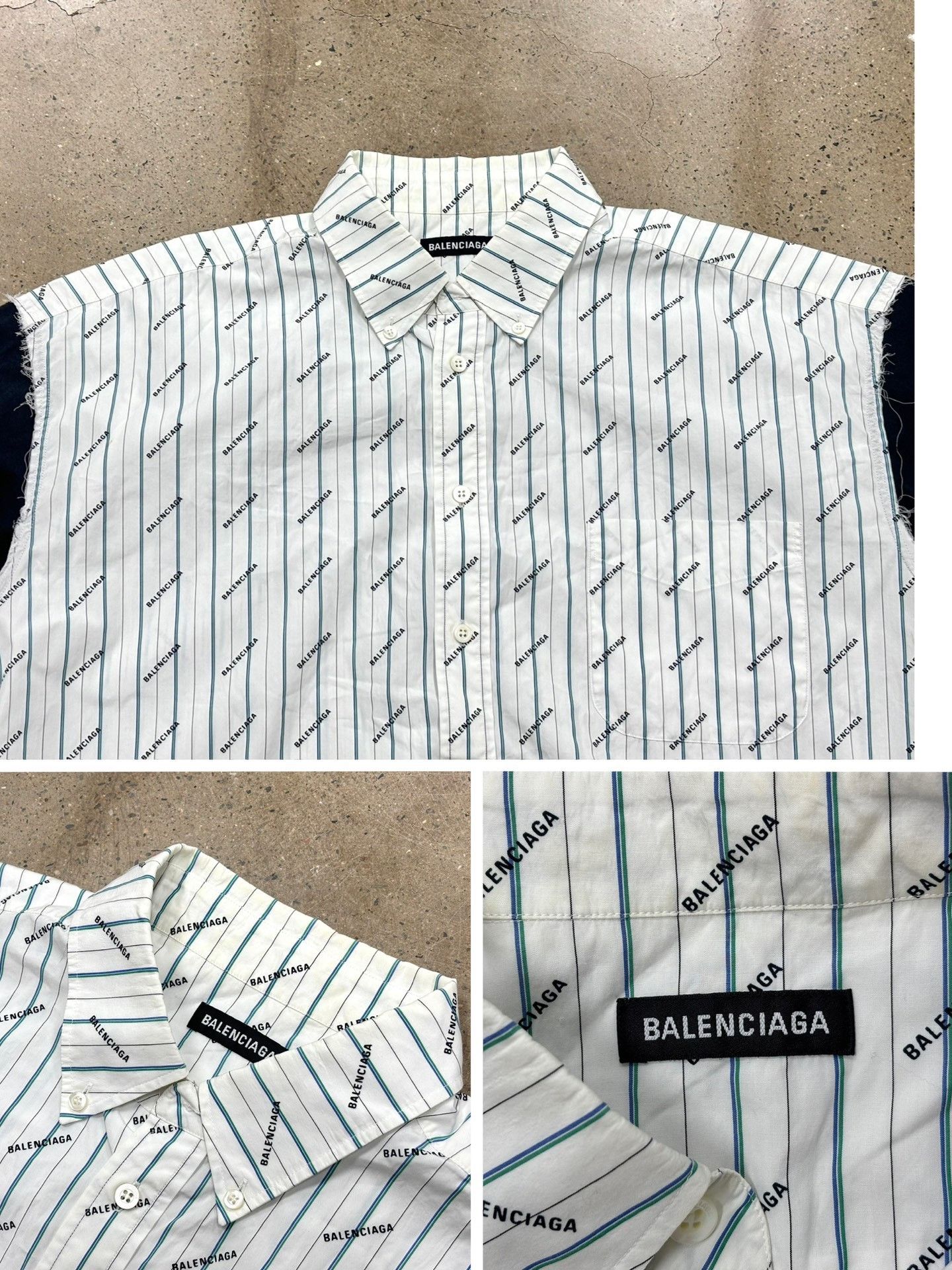 Balenciaga Balenciaga Logo Striped Short-Sleeve Shirt Jacket Size S / US 4 / IT 40 - 5 Thumbnail