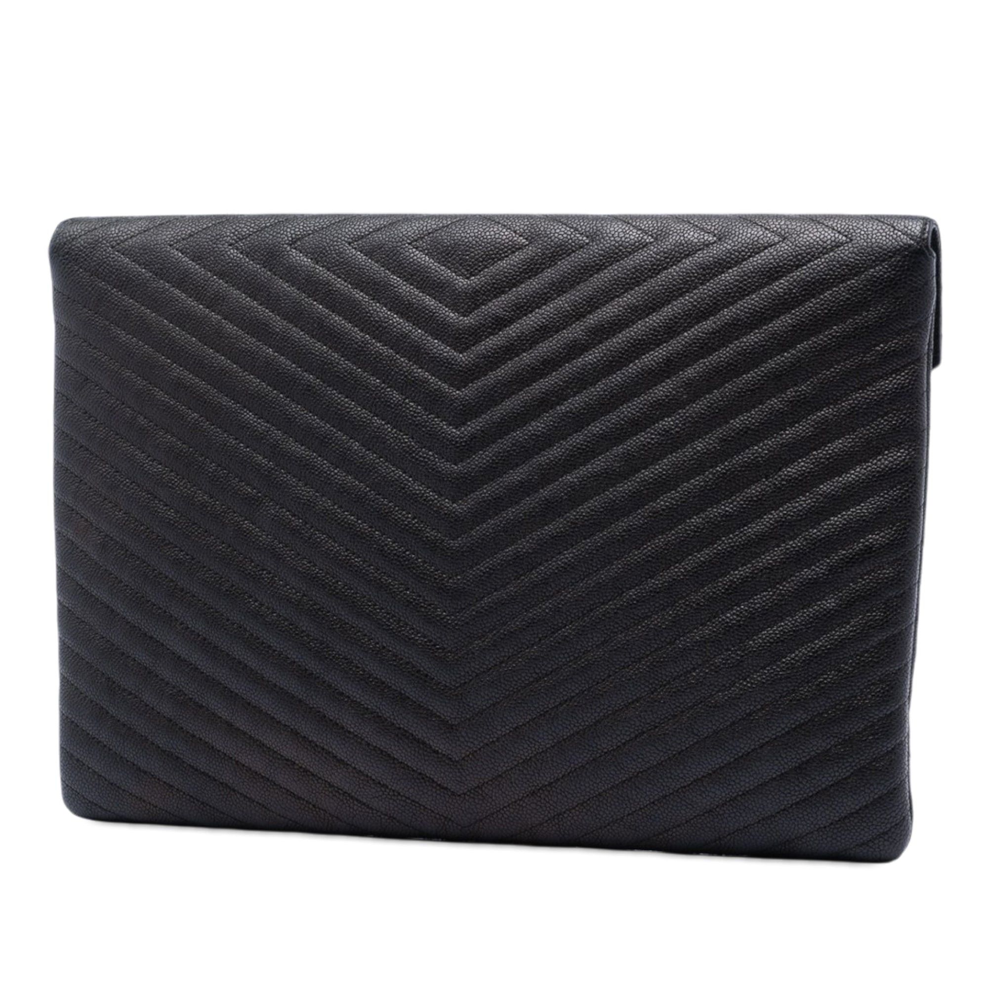 Chanel Large Chevron Caviar Statement Envelope Clutch Size ONE SIZE - 2 Thumbnail