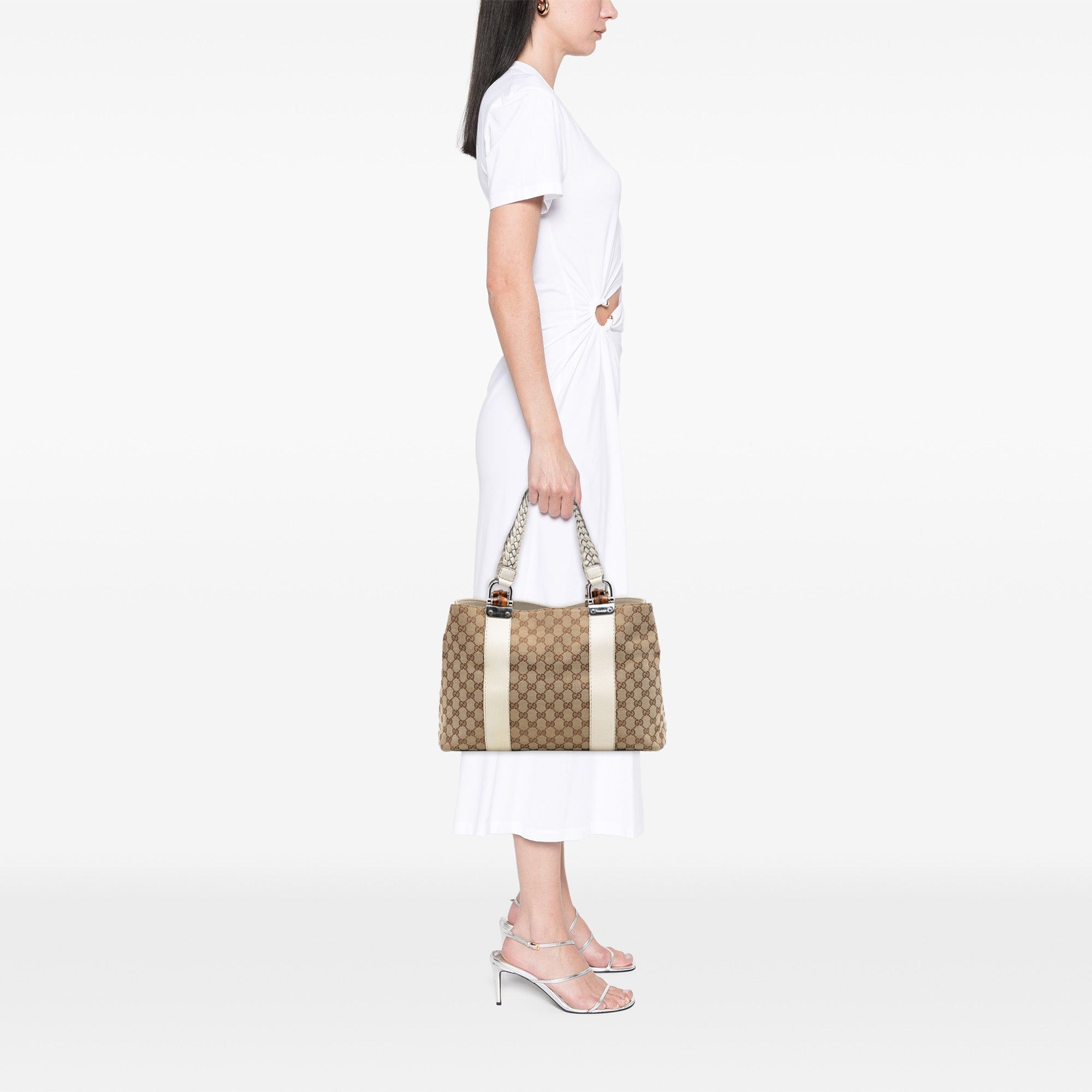 Gucci Medium GG Canvas Bamboo Libeccio Tote Size ONE SIZE - 6 Thumbnail