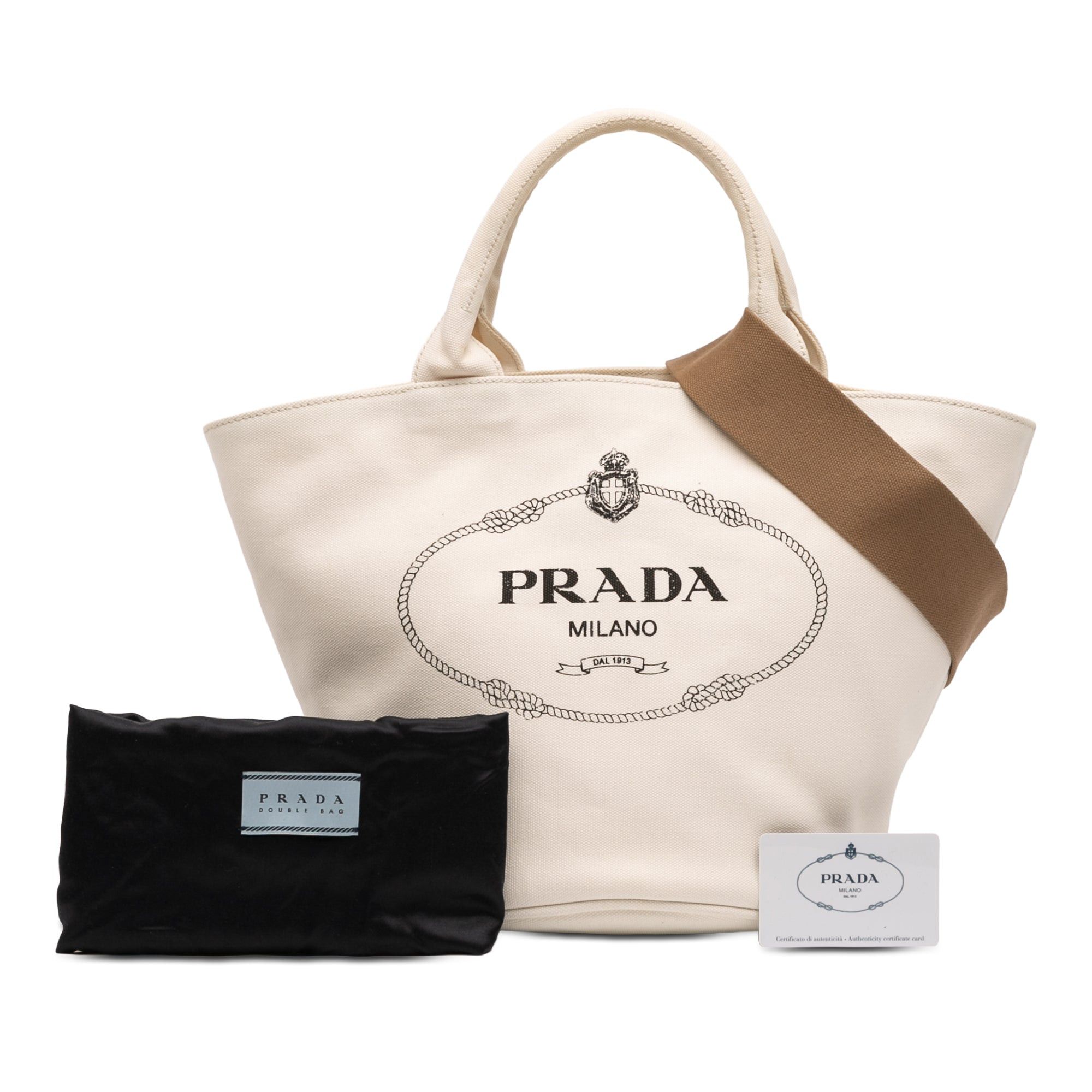 Prada Small Canvas Canapa Shopping Tote Size ONE SIZE - 7 Thumbnail
