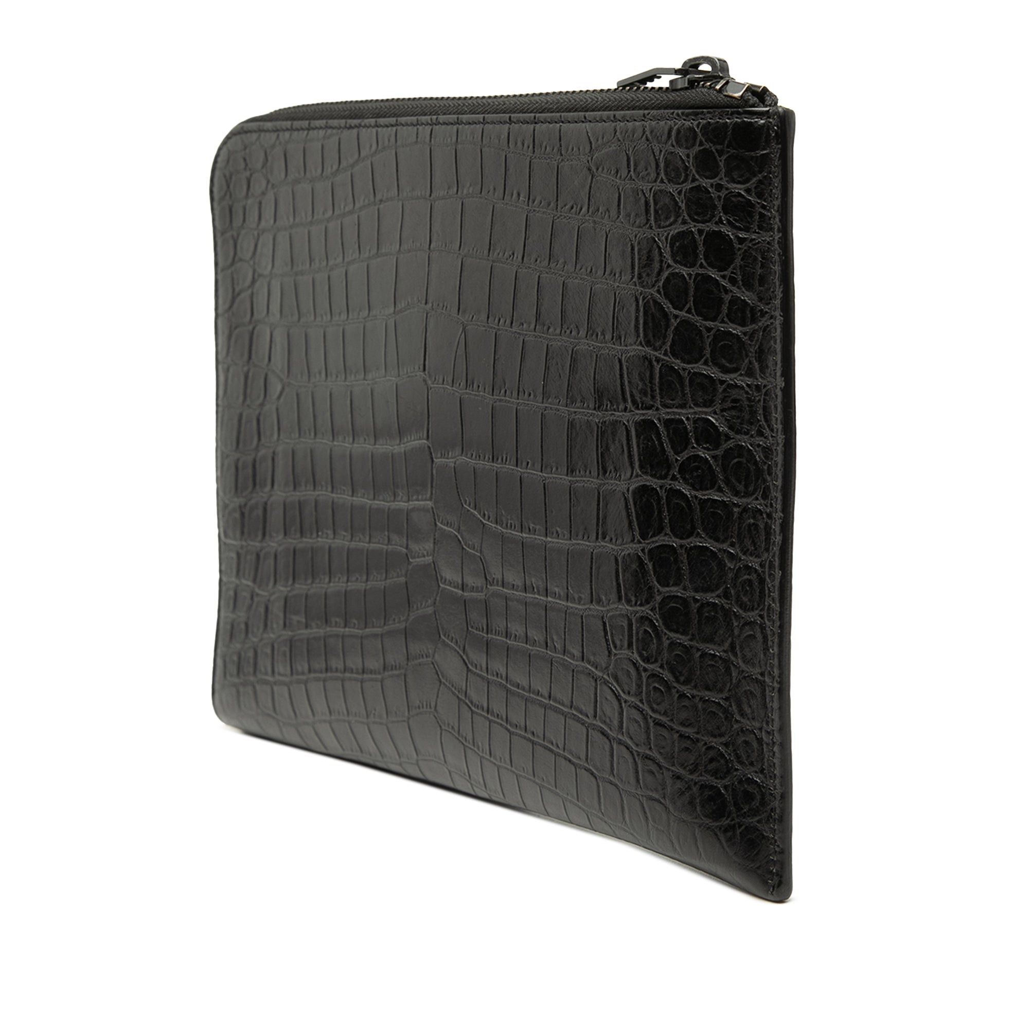 Saint Laurent Paris Croc Embossed Leather Clutch Size ONE SIZE - 2 Thumbnail