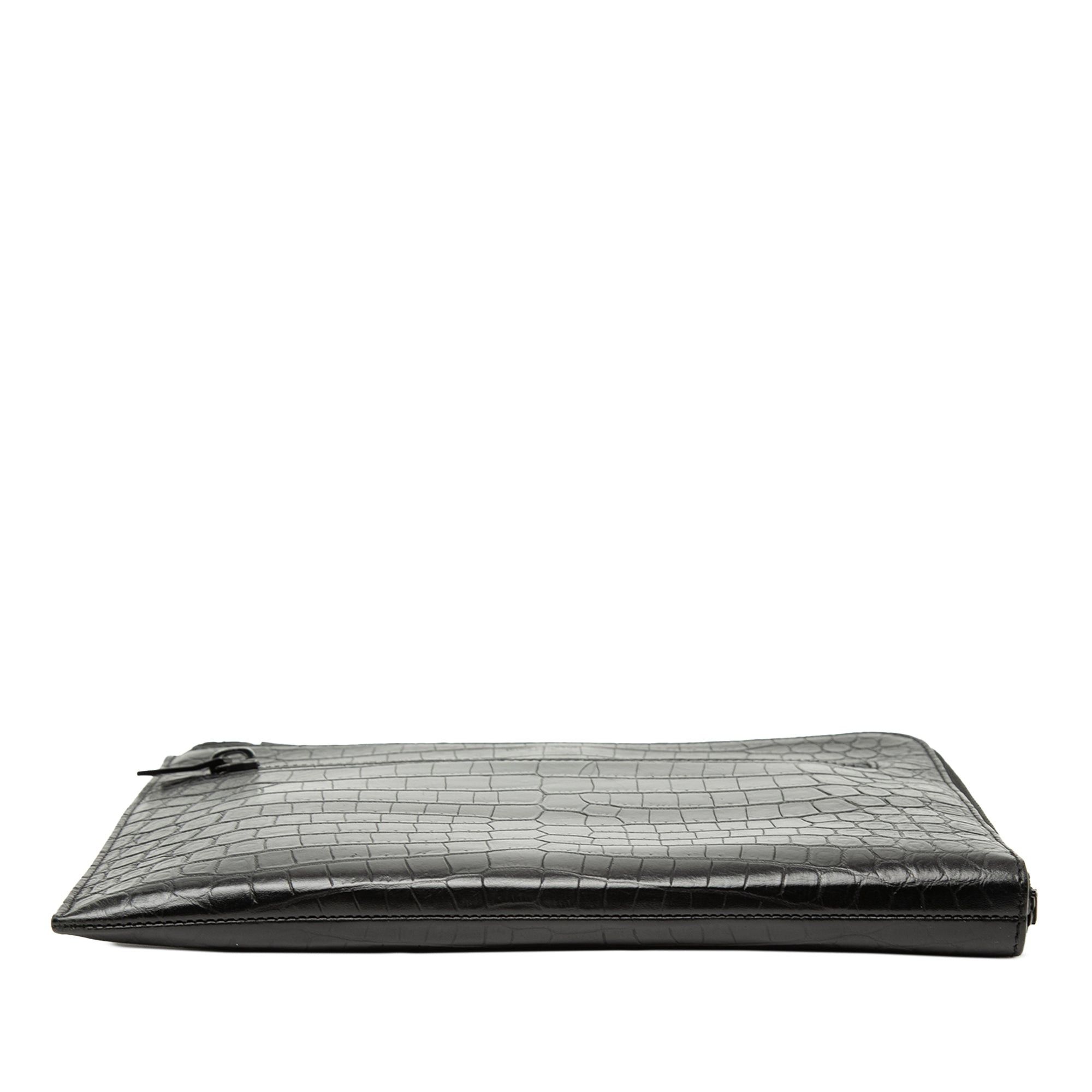 Saint Laurent Paris Croc Embossed Leather Clutch Size ONE SIZE - 3 Thumbnail