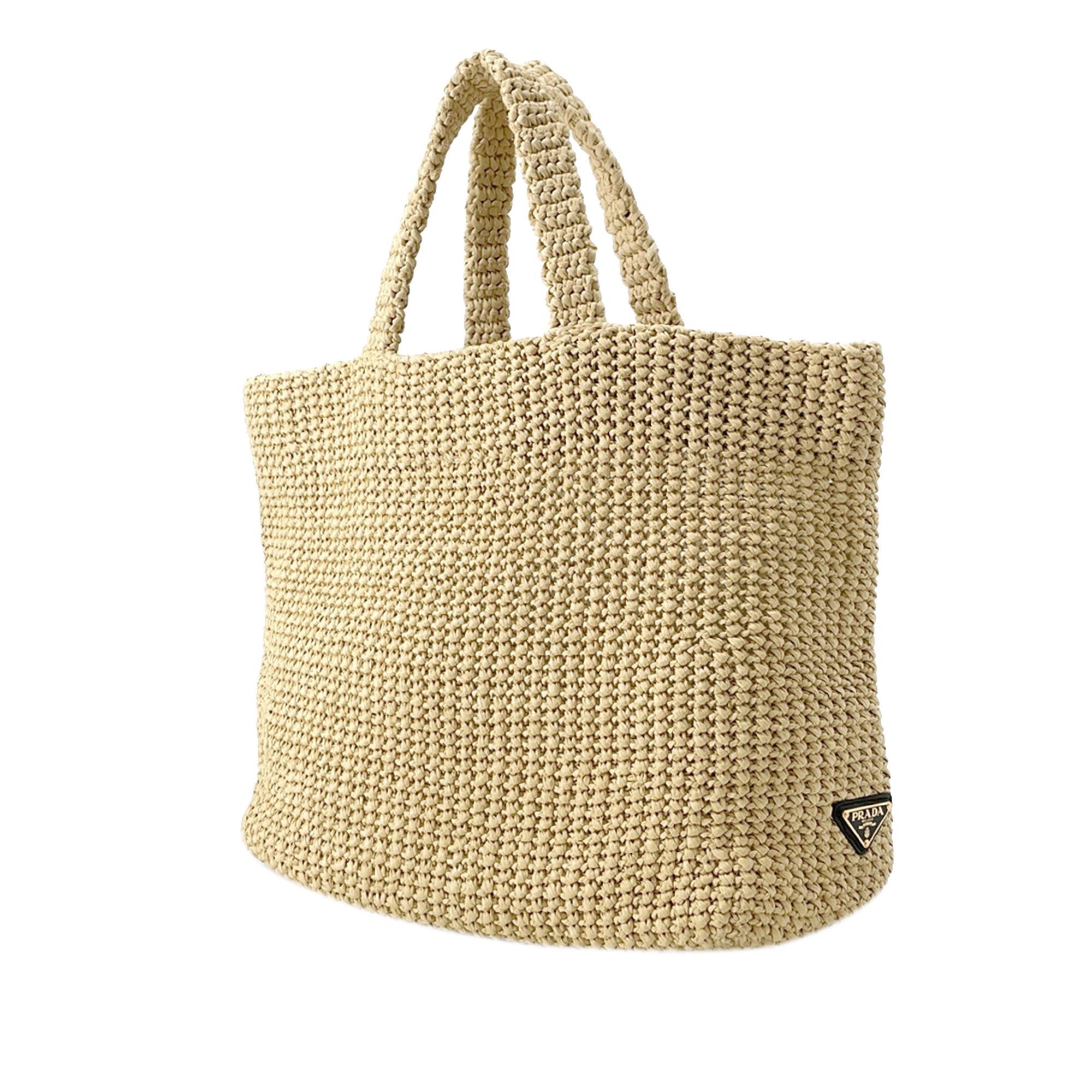 Prada Large Raffia Effect Crochet Embroidered Logo Tote Size ONE SIZE - 2 Thumbnail