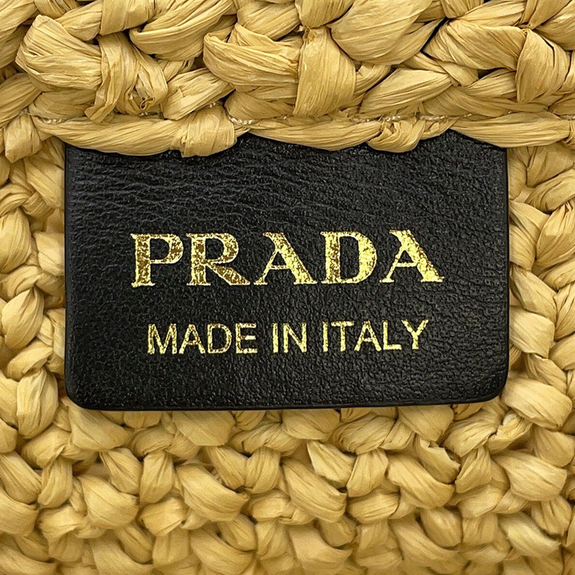 Prada Large Raffia Effect Crochet Embroidered Logo Tote Size ONE SIZE - 5 Thumbnail