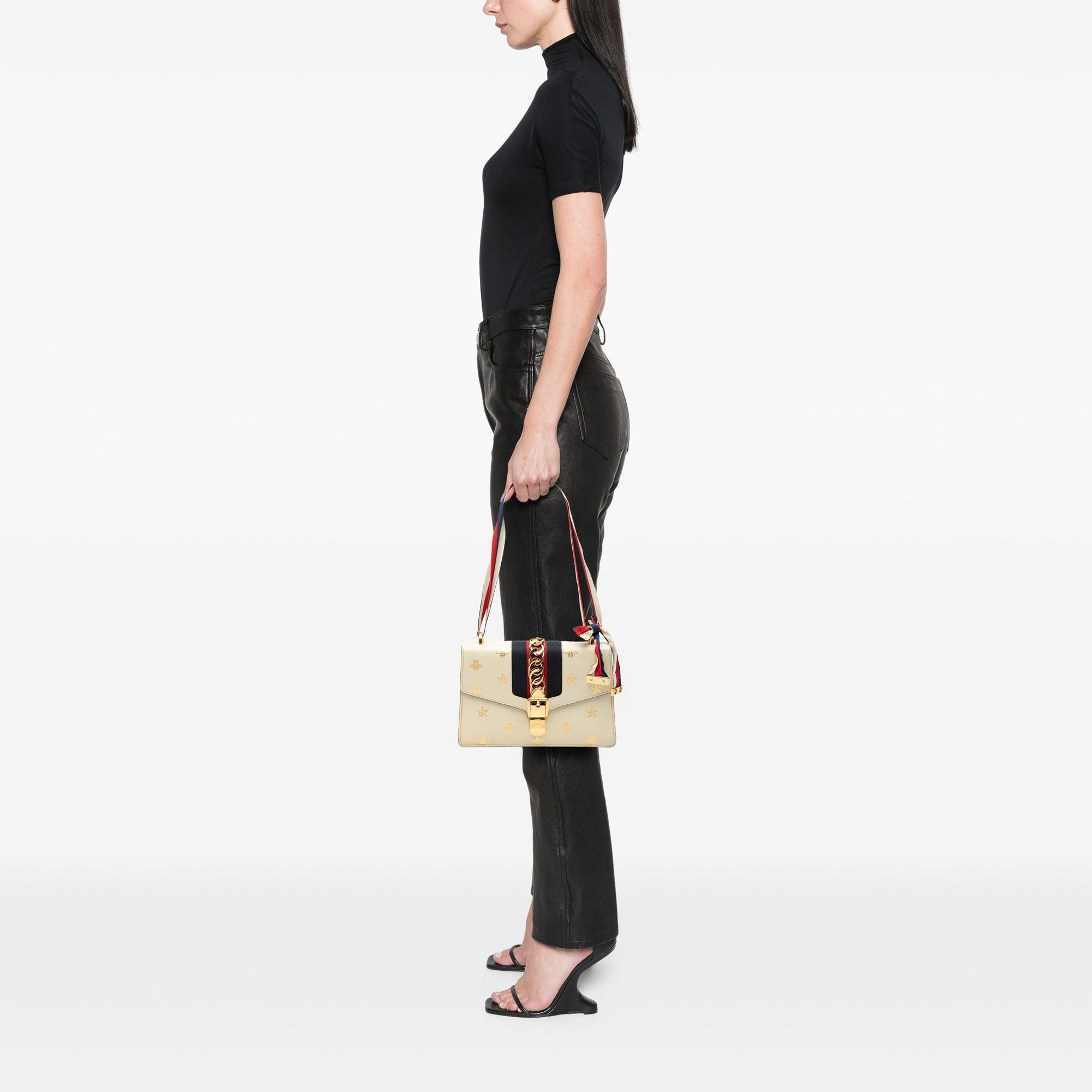 Gucci Small Leather Bee Star Sylvie Satchel Size ONE SIZE - 7 Thumbnail