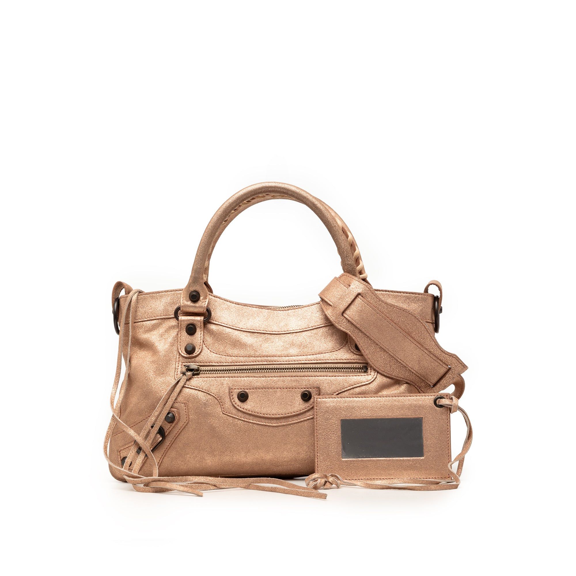 Balenciaga Metallic Craquele Suede Motocross Classic First Satchel Size ONE SIZE - 10 Thumbnail