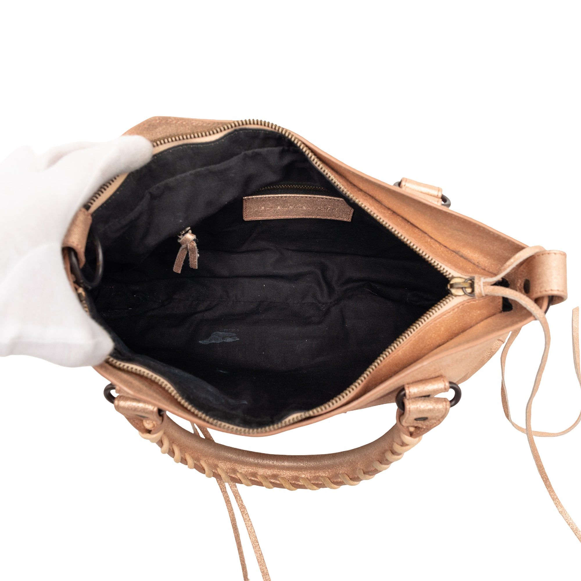Balenciaga Metallic Craquele Suede Motocross Classic First Satchel Size ONE SIZE - 4 Thumbnail