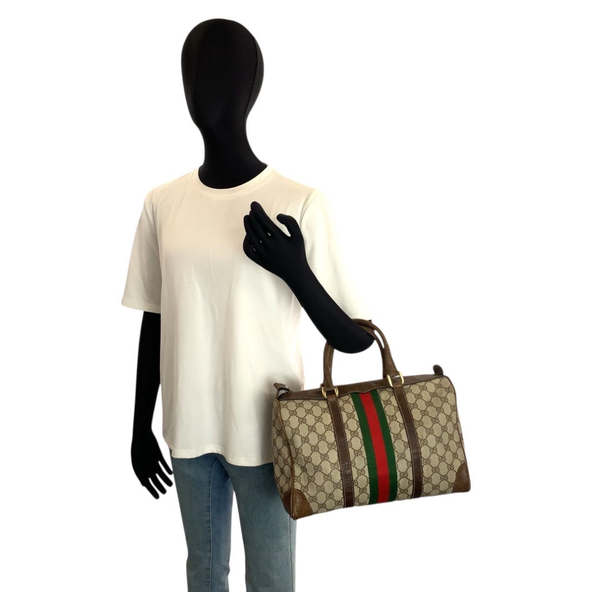 Gucci Gucci Gucci GG Supreme Canvas Boston Bag Leather Handbag DUTY FREE for USA Size ONE SIZE - 8 Thumbnail