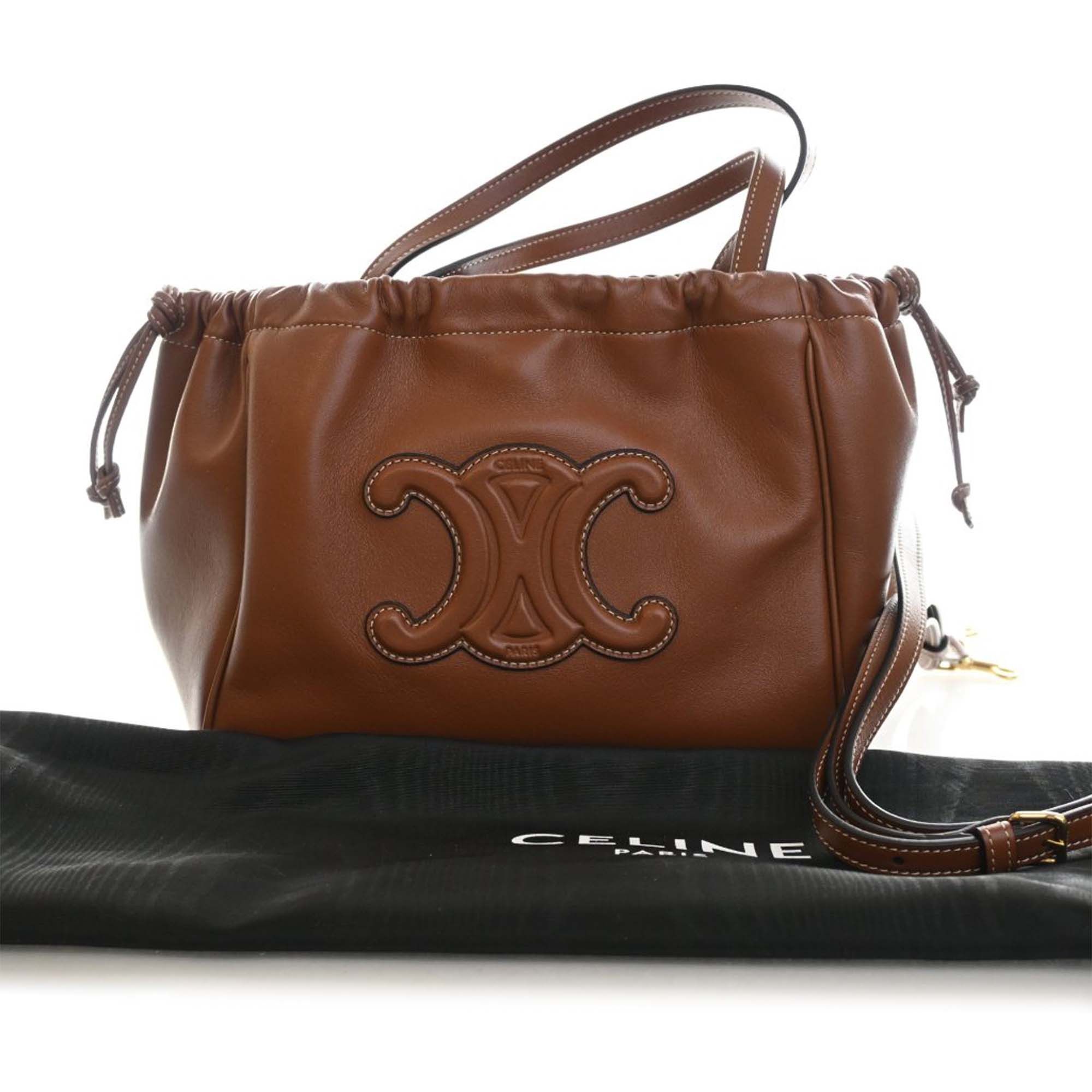 Celine Small Calfskin Cuir Triomphe Cabas Drawstring Satchel Size ONE SIZE - 14 Thumbnail