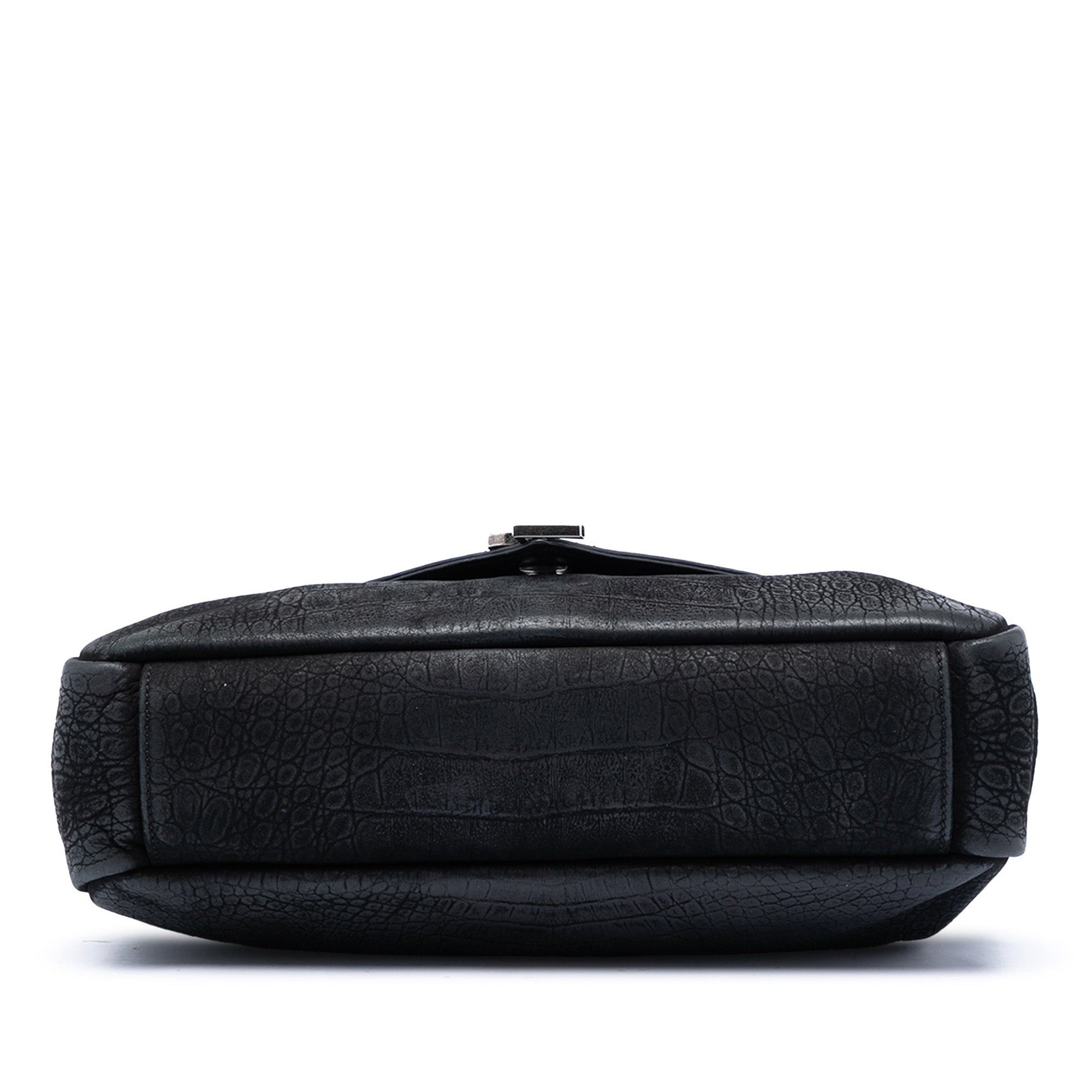 Saint Laurent Paris Large Croc Embossed Nubuck Monogram College Satchel Size ONE SIZE - 3 Thumbnail