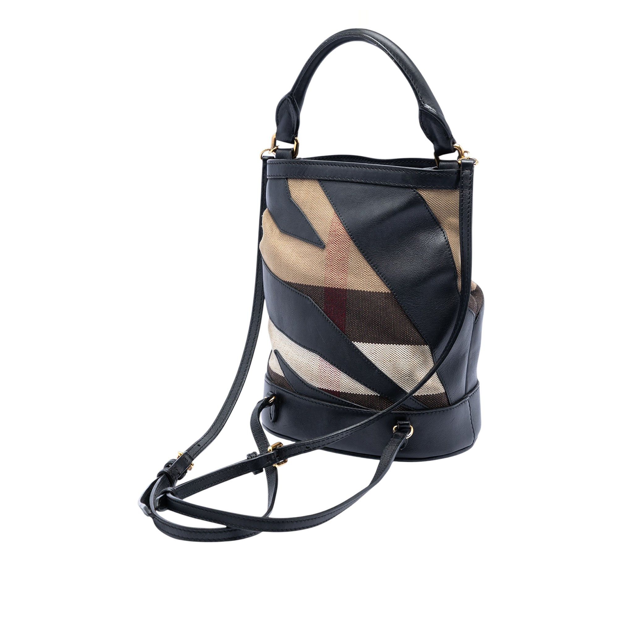 Burberry Mega Check Canvas and Leather Bucket Bag Size ONE SIZE - 2 Thumbnail