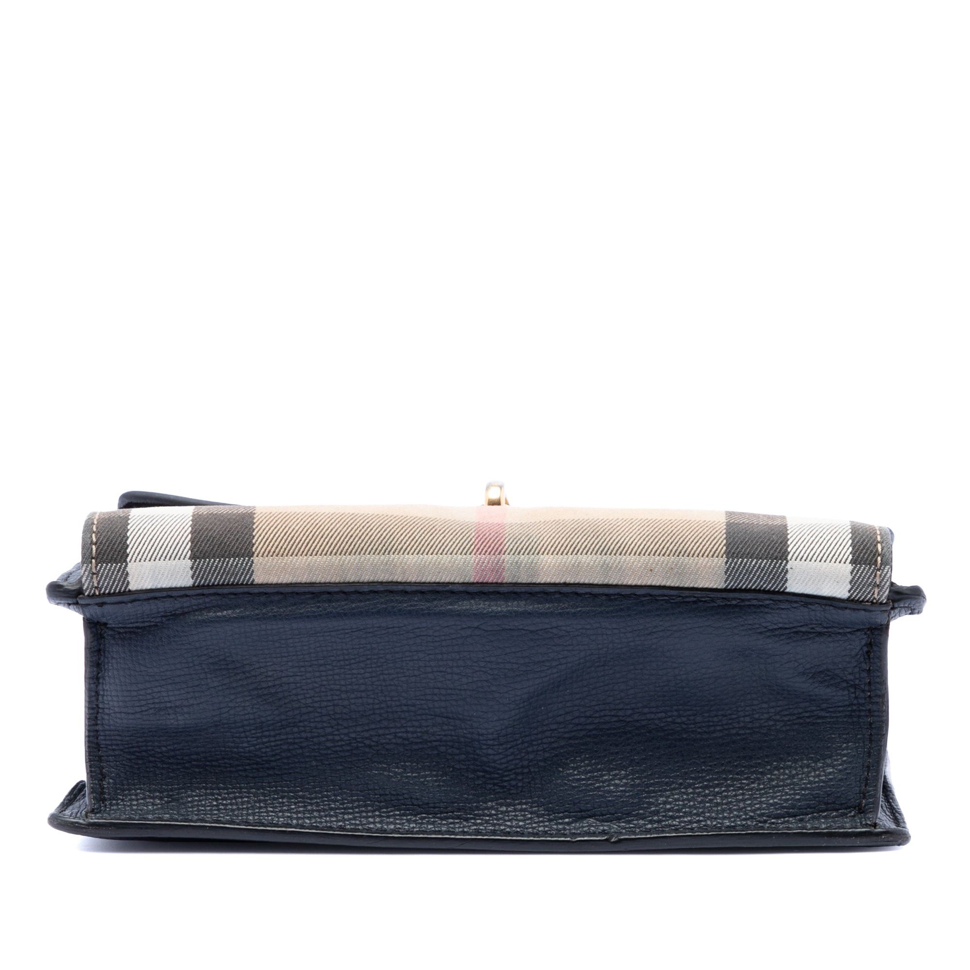 Burberry Small Leather and House Check Canvas Derby Macken Crossbody Size ONE SIZE - 3 Thumbnail