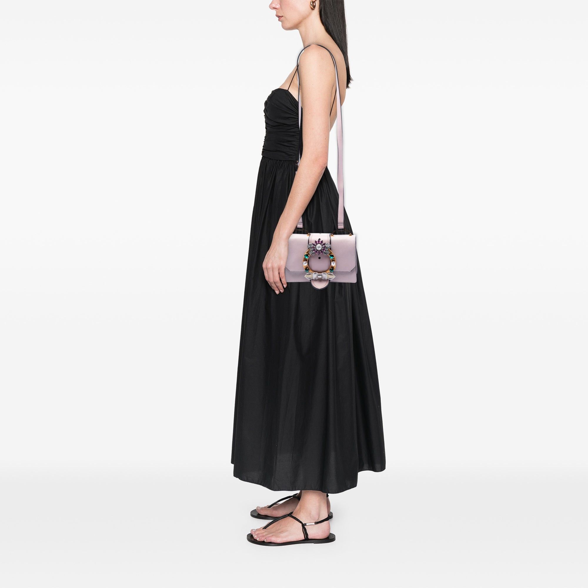 Miu Miu Goatskin Madras Soft Calf Crystal Embellished Crossbody Size ONE SIZE - 6 Thumbnail