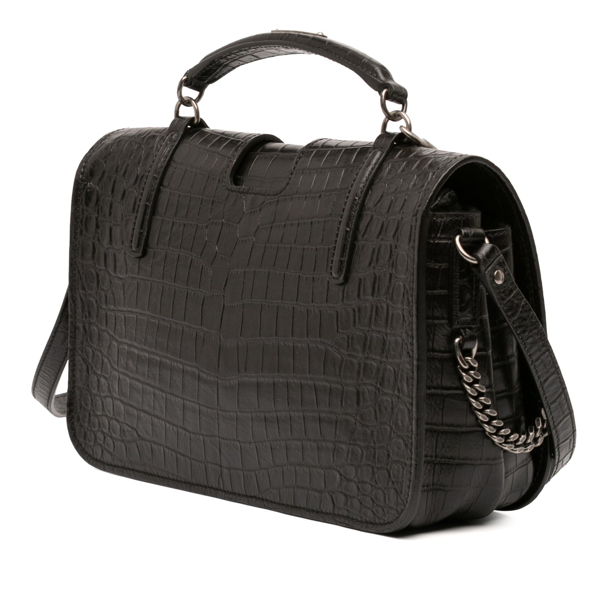 Saint Laurent Paris Large Croc Embossed Leather Charlotte Flap Satchel Size ONE SIZE - 2 Thumbnail