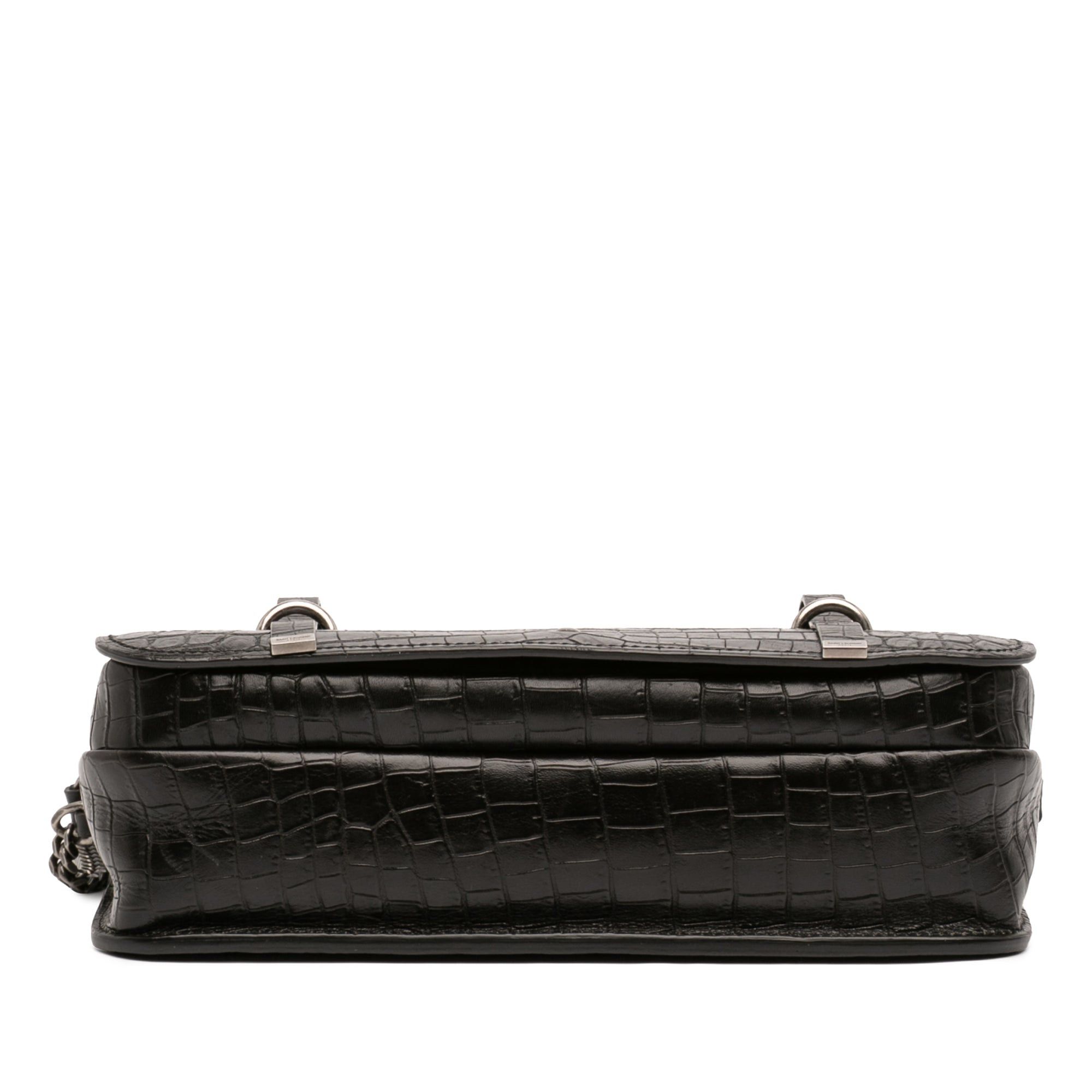 Saint Laurent Paris Large Croc Embossed Leather Charlotte Flap Satchel Size ONE SIZE - 3 Thumbnail