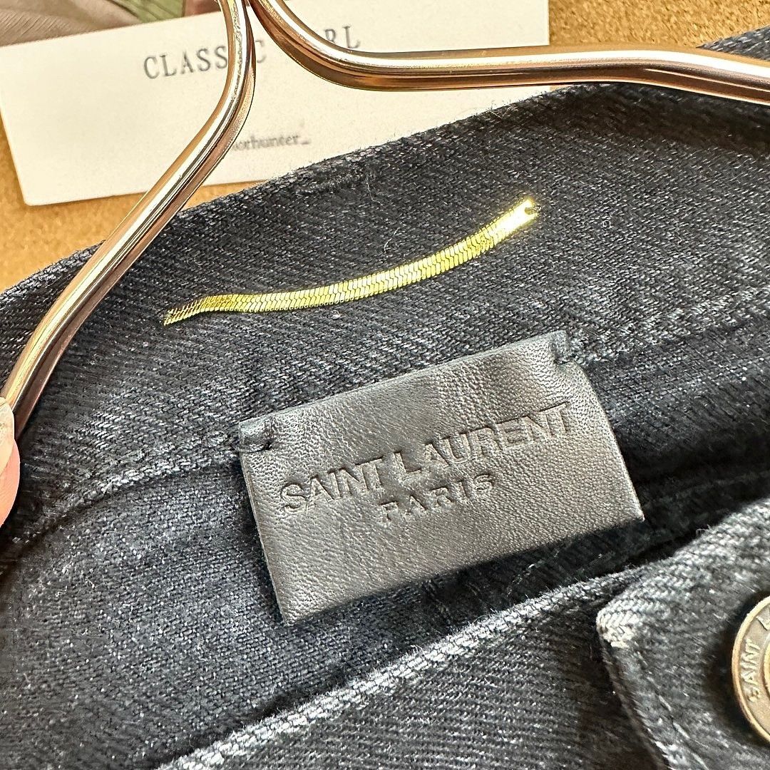 Saint Laurent Paris Saint Laurent Black Denim Mini Skirt Size 30 Size 30" / US 8 / IT 44 - 3 Thumbnail