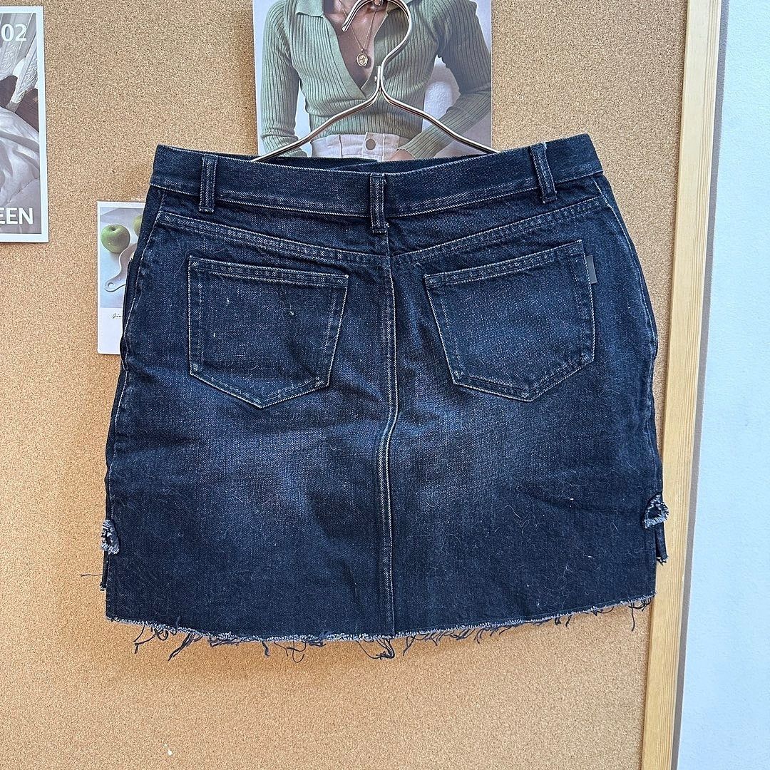 Saint Laurent Paris Saint Laurent Black Denim Mini Skirt Size 30 Size 30" / US 8 / IT 44 - 2 Thumbnail