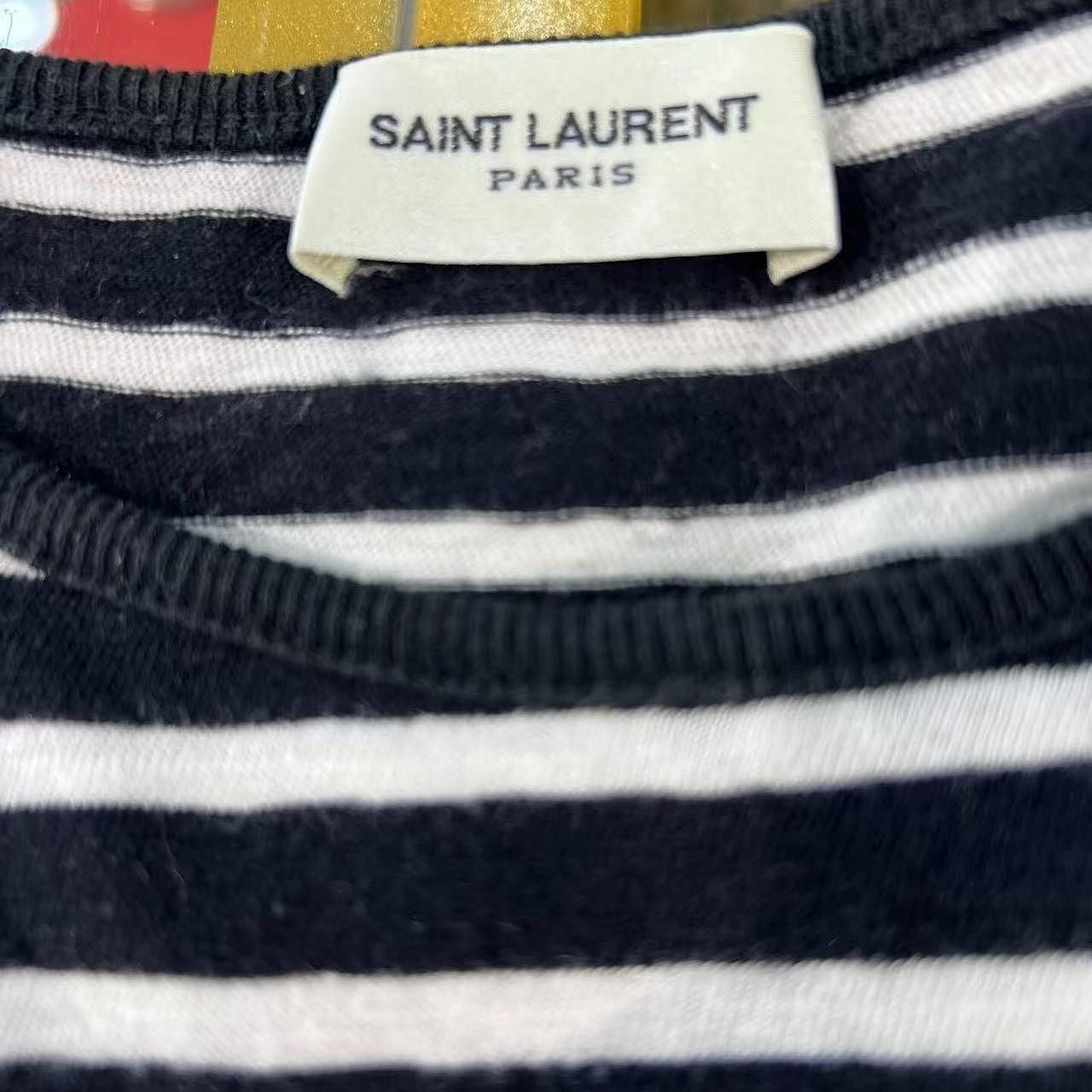 Saint Laurent Paris Saint Laurent Striped Pocket Logo T-Shirt Size S Size S / US 4 / IT 40 - 3 Thumbnail