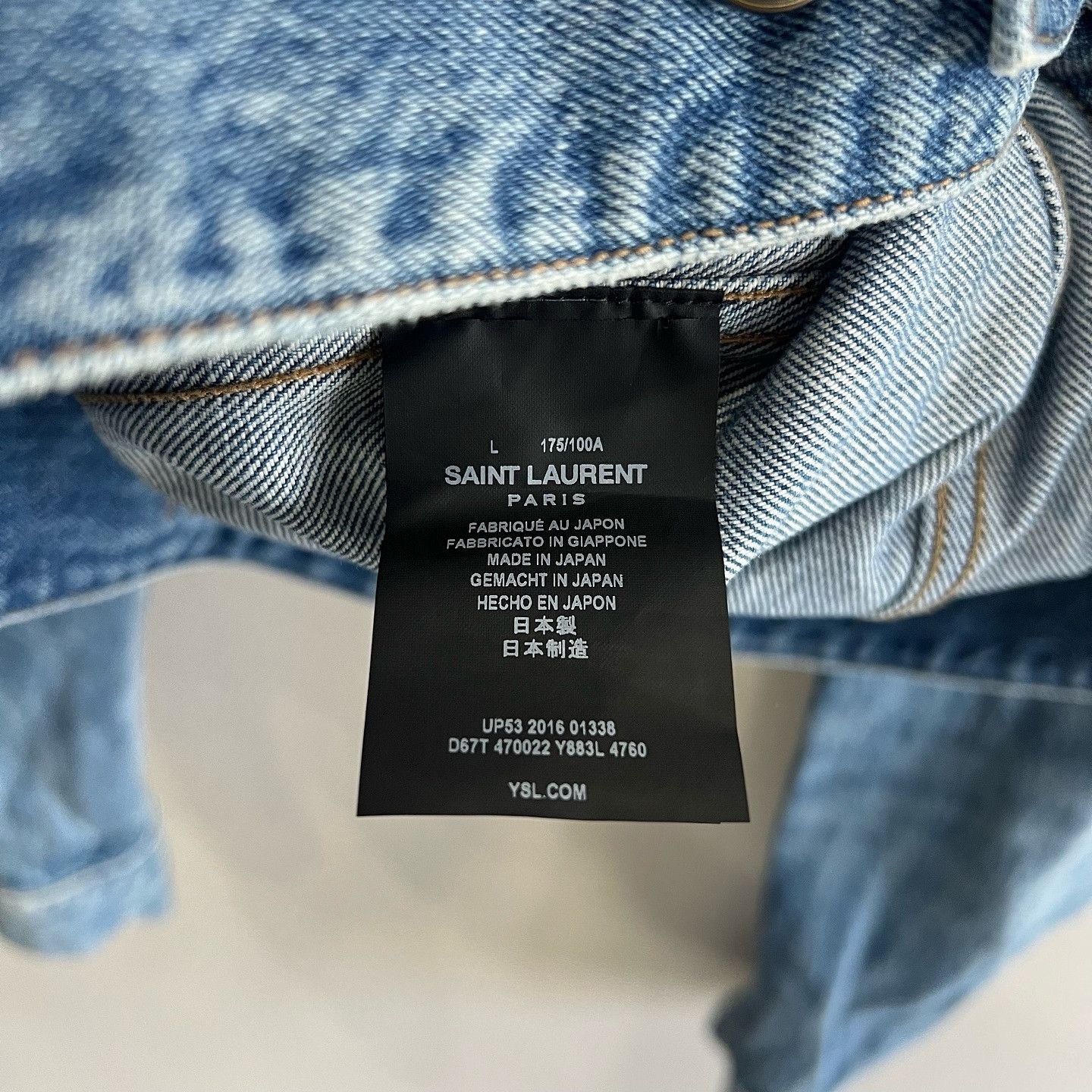 Saint Laurent Paris Saint Laurent Logo Patch Denim Jacket Size L Size US L / EU 52-54 / 3 - 4 Thumbnail