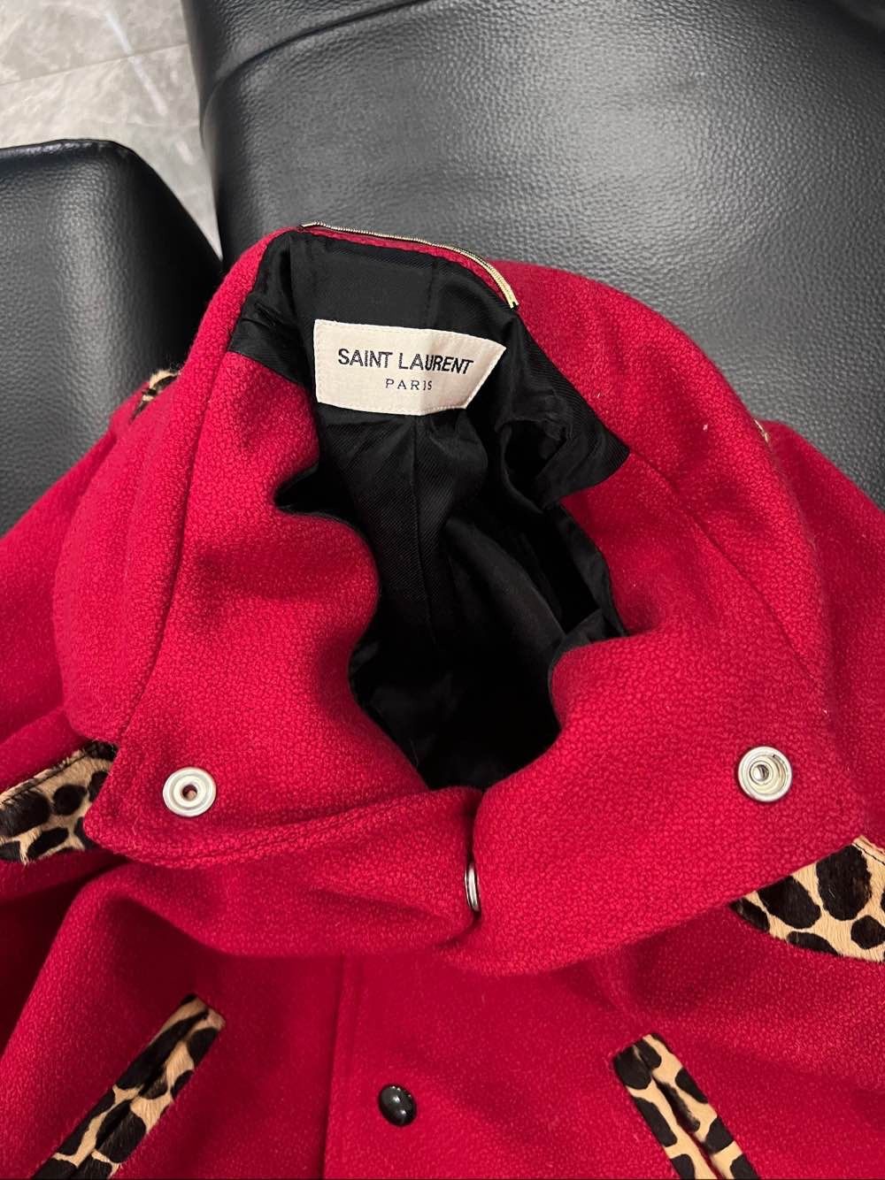 Saint Laurent Paris Saint Laurent Leopard Trim Varsity Jacket Size FR 34 Size XS / US 0-2 / IT 36-38 - 18 Thumbnail