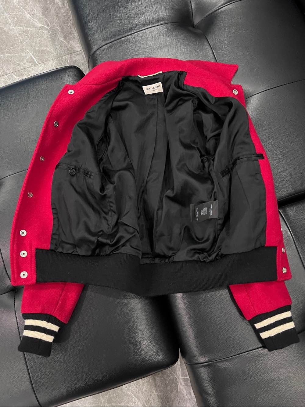 Saint Laurent Paris Saint Laurent Leopard Trim Varsity Jacket Size FR 34 Size XS / US 0-2 / IT 36-38 - 8 Thumbnail
