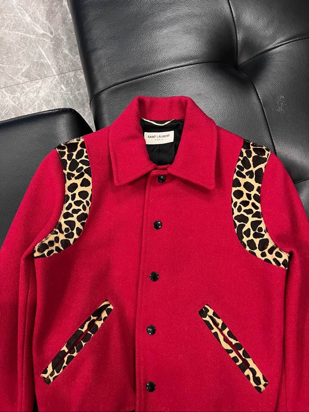 Saint Laurent Paris Saint Laurent Leopard Trim Varsity Jacket Size FR 34 Size XS / US 0-2 / IT 36-38 - 6 Thumbnail