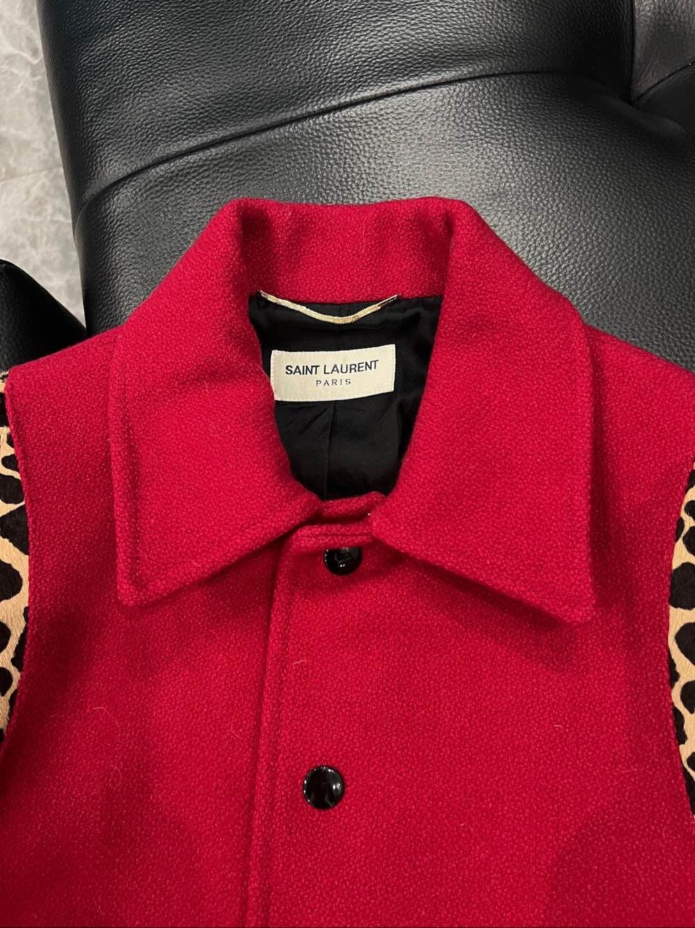 Saint Laurent Paris Saint Laurent Leopard Trim Varsity Jacket Size FR 34 Size XS / US 0-2 / IT 36-38 - 14 Thumbnail