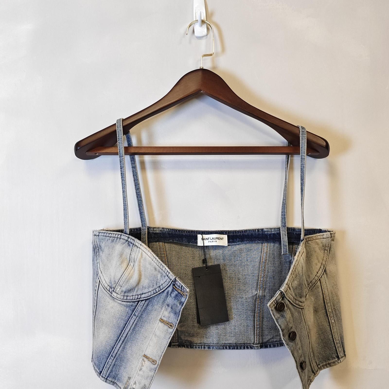 Saint Laurent Paris Saint Laurent Light Blue Denim Crop Top Size 40 Size M / US 6-8 / IT 42-44 - 7 Thumbnail