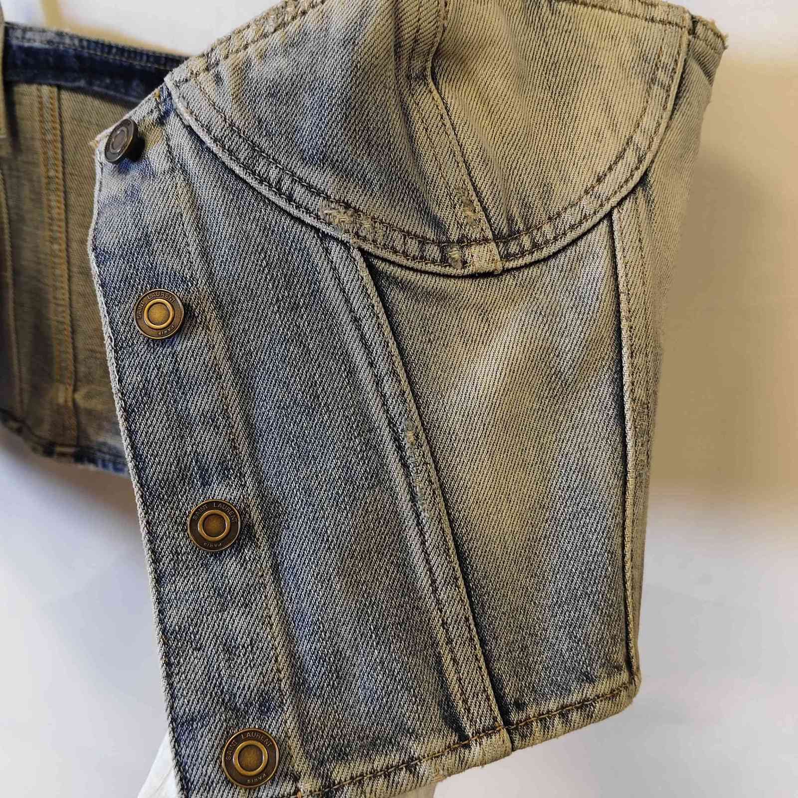 Saint Laurent Paris Saint Laurent Light Blue Denim Crop Top Size 40 Size M / US 6-8 / IT 42-44 - 8 Thumbnail
