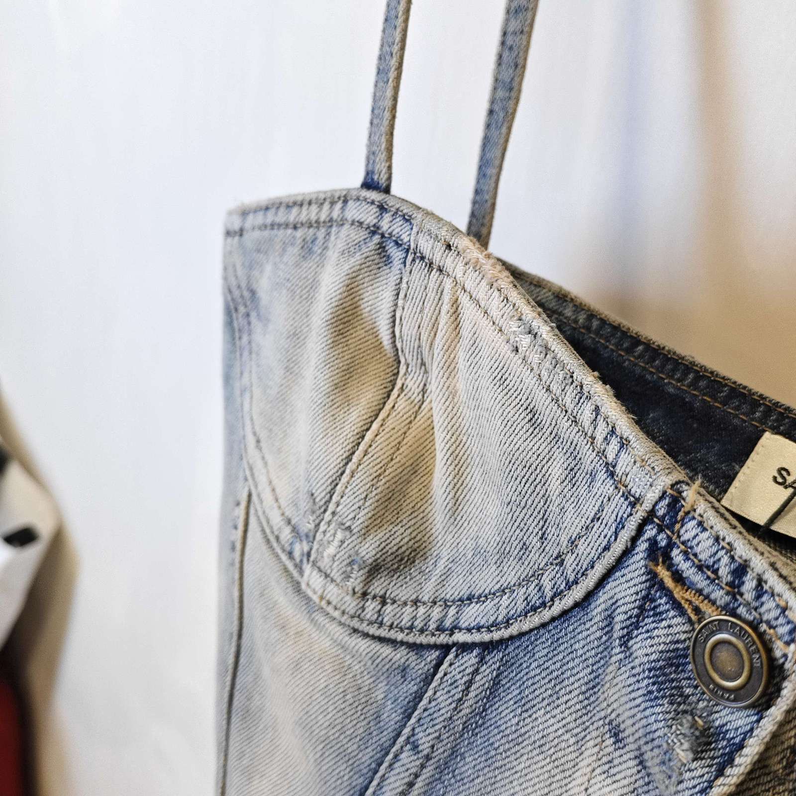 Saint Laurent Paris Saint Laurent Light Blue Denim Crop Top Size 40 Size M / US 6-8 / IT 42-44 - 18 Thumbnail