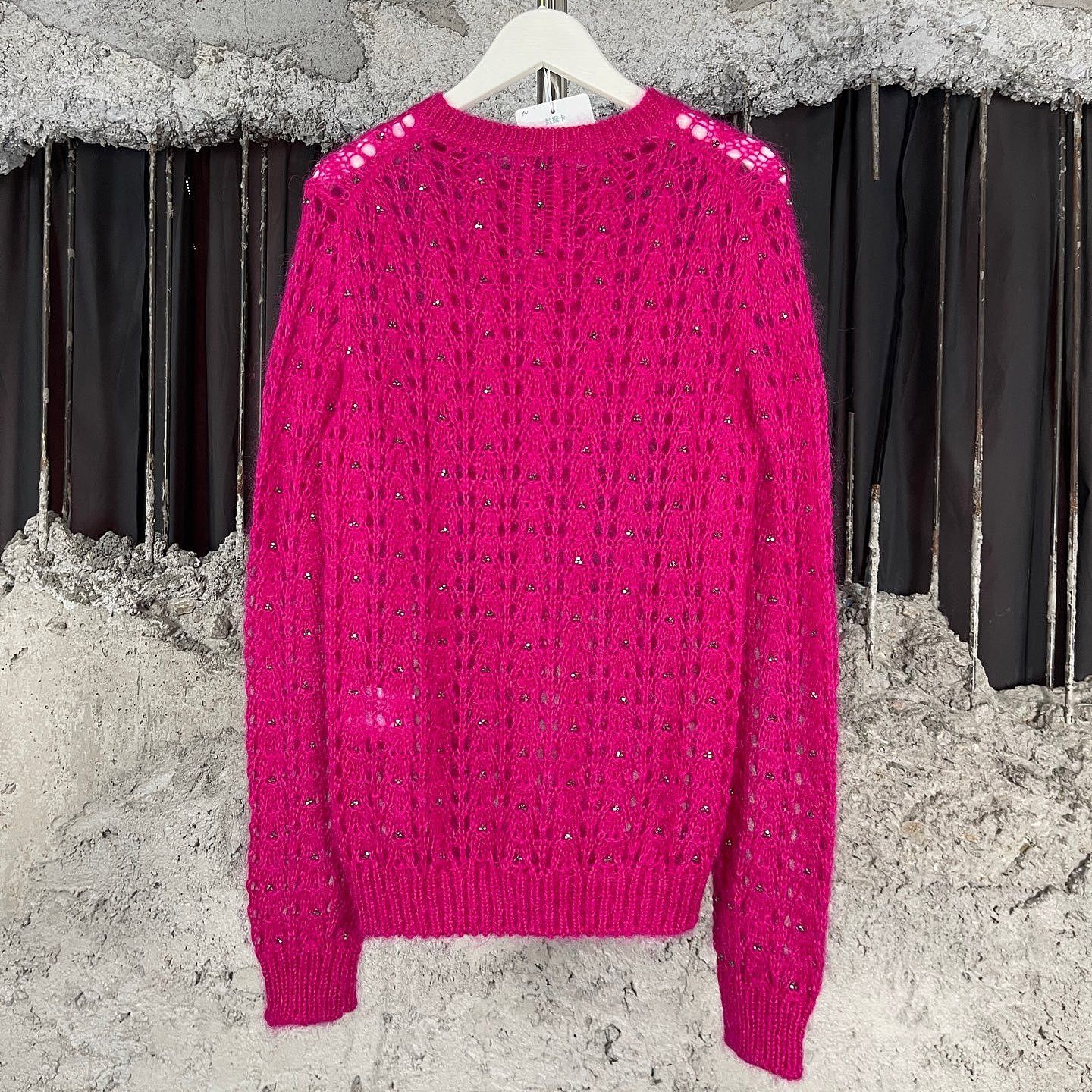 Saint Laurent Paris Saint Laurent Rhinestone Open Knit Sweater Size S Size S / US 4 / IT 40 - 2 Thumbnail