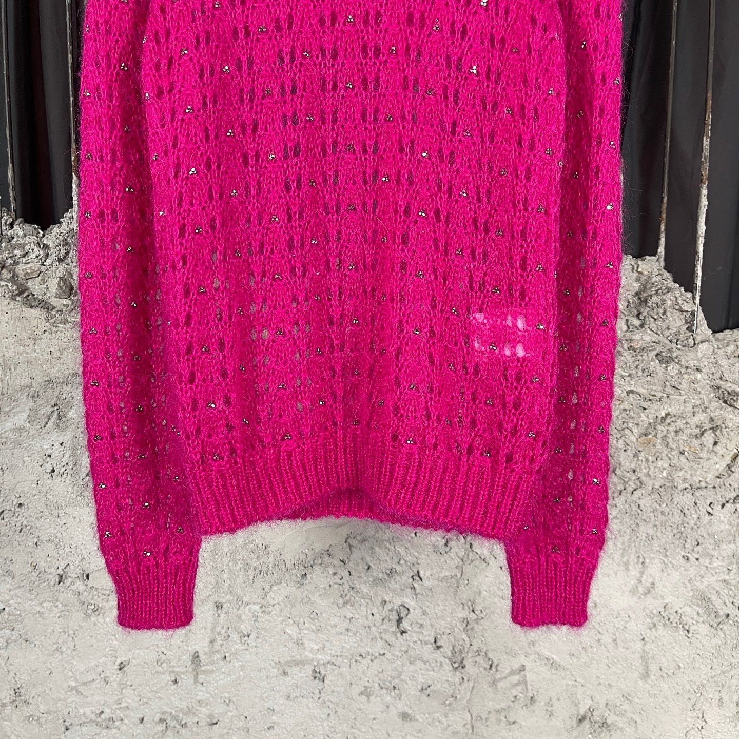 Saint Laurent Paris Saint Laurent Rhinestone Open Knit Sweater Size S Size S / US 4 / IT 40 - 7 Thumbnail