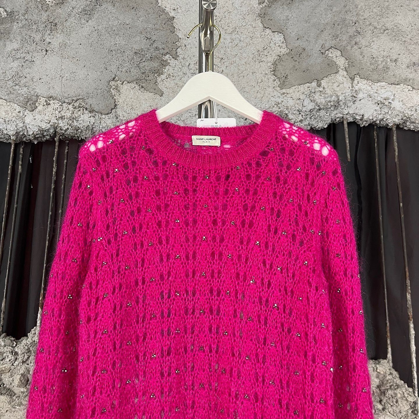 Saint Laurent Paris Saint Laurent Rhinestone Open Knit Sweater Size S Size S / US 4 / IT 40 - 6 Thumbnail