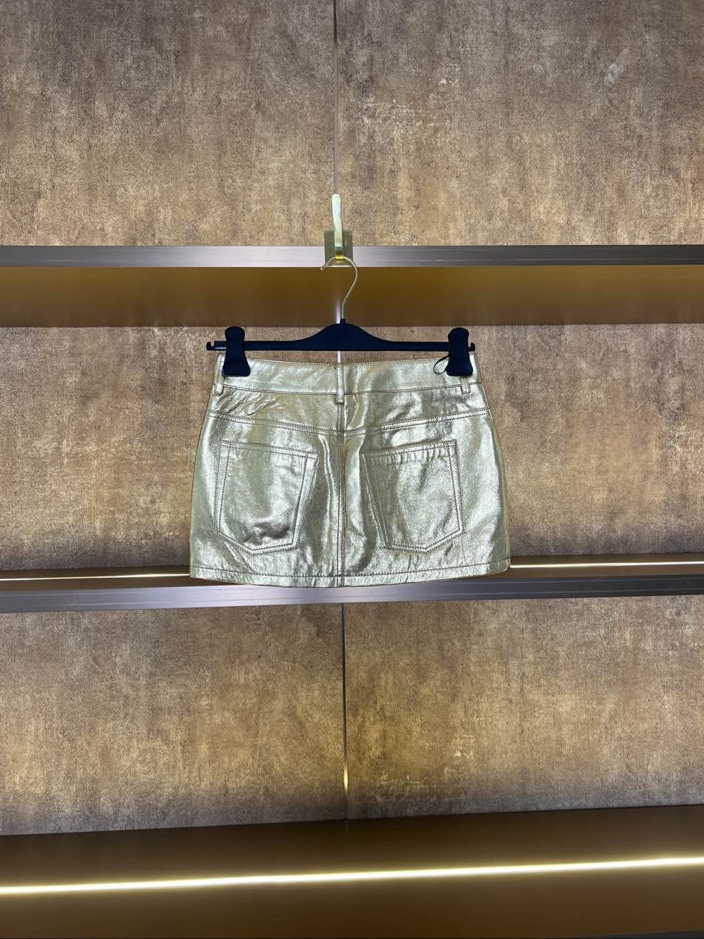 Saint Laurent Paris Saint Laurent Metallic Gold Leather Mini Skirt Size 38 Size 27" / US 4 / IT 40 - 2 Thumbnail