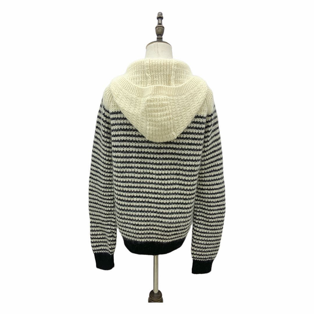 Saint Laurent Paris Saint Laurent Striped Hooded Sweater Size L Size L / US 10 / IT 46 - 2 Thumbnail