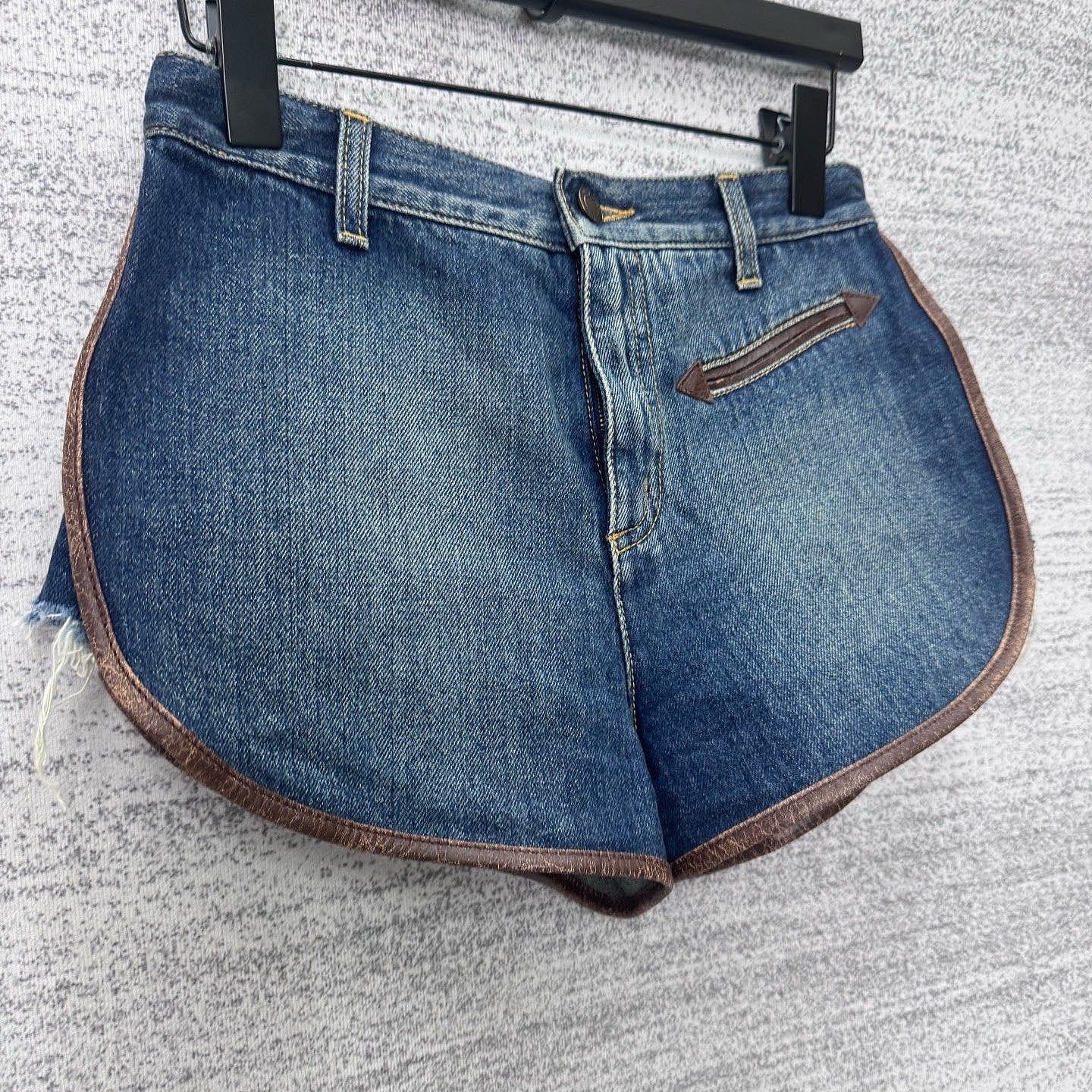 Saint Laurent Paris Saint Laurent Leather Trim Denim Shorts Size 24 Size 24" / US 00 / IT 34 - 6 Thumbnail