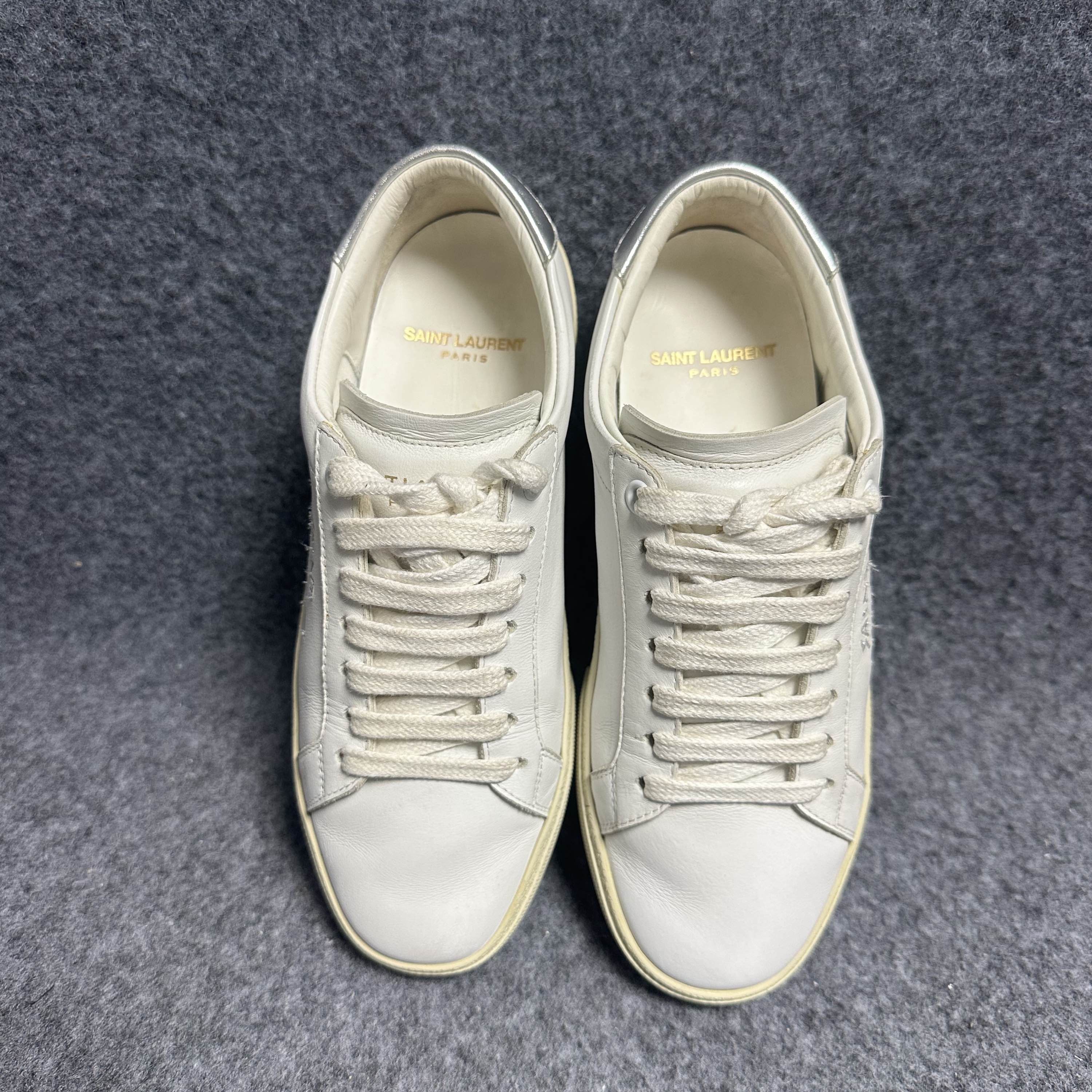 Saint Laurent Paris Saint Laurent White Leather Low-Top Sneakers Size 35 Size US 5 / IT 35 - 2 Thumbnail