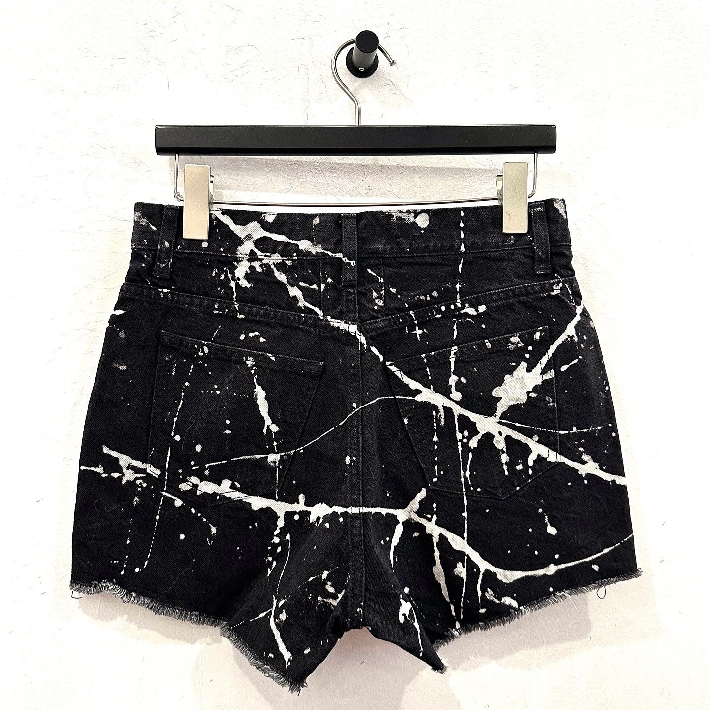Saint Laurent Paris Saint Laurent Paint Splatter Denim Shorts 28 Size 28" / US 6 / IT 42 - 2 Thumbnail