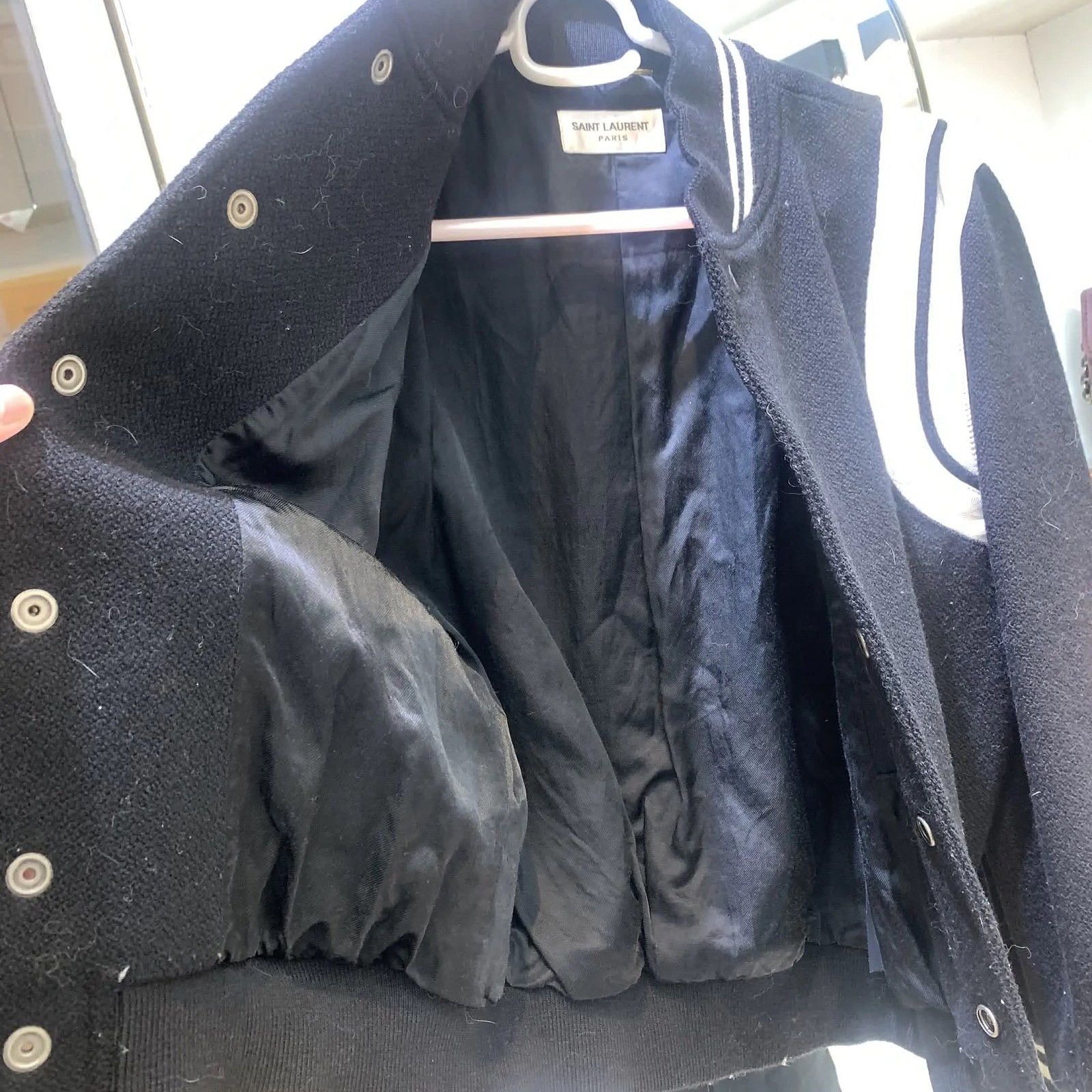 Saint Laurent Paris Saint Laurent Wool Leather Trim Teddy Jacket Size 36 Size XS / US 0-2 / IT 36-38 - 5 Thumbnail