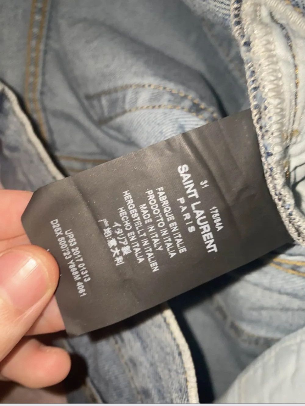 Saint Laurent Paris Saint Laurent Embroidered Logo Straight Jeans Size 31 Size US 31 - 4 Thumbnail