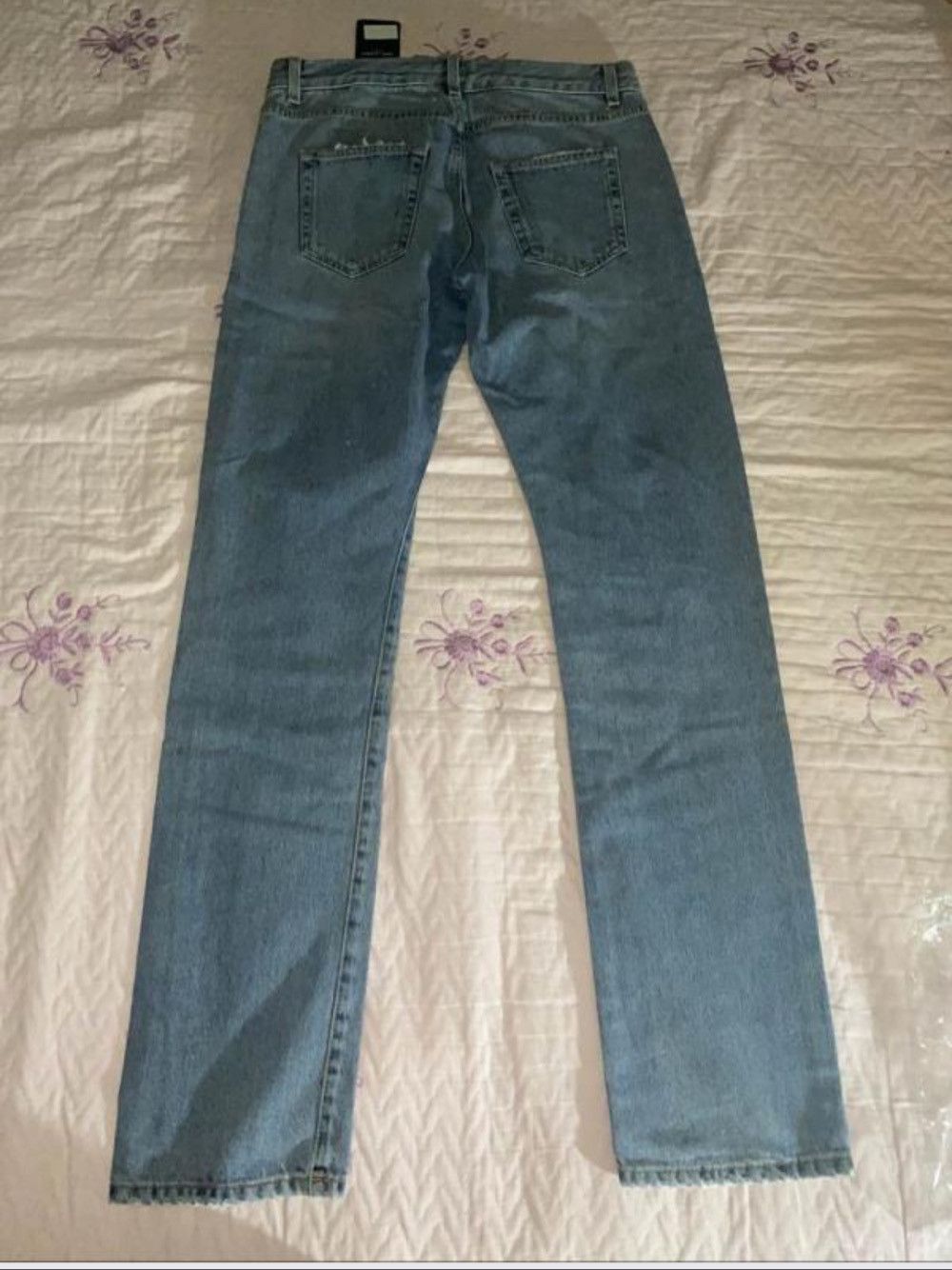 Saint Laurent Paris Saint Laurent Embroidered Logo Straight Jeans Size 31 Size US 31 - 2 Thumbnail