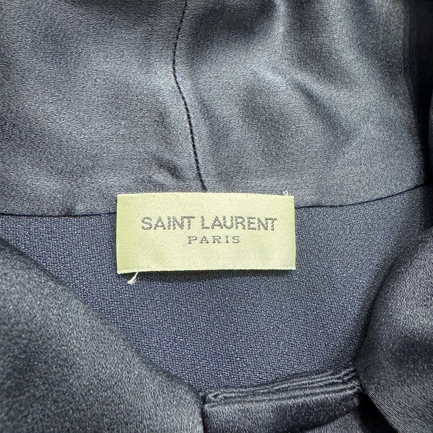 Saint Laurent Paris Saint Laurent Solid Stand Collar Shirt Navy Size 41 Size US L / EU 52-54 / 3 - 3 Thumbnail