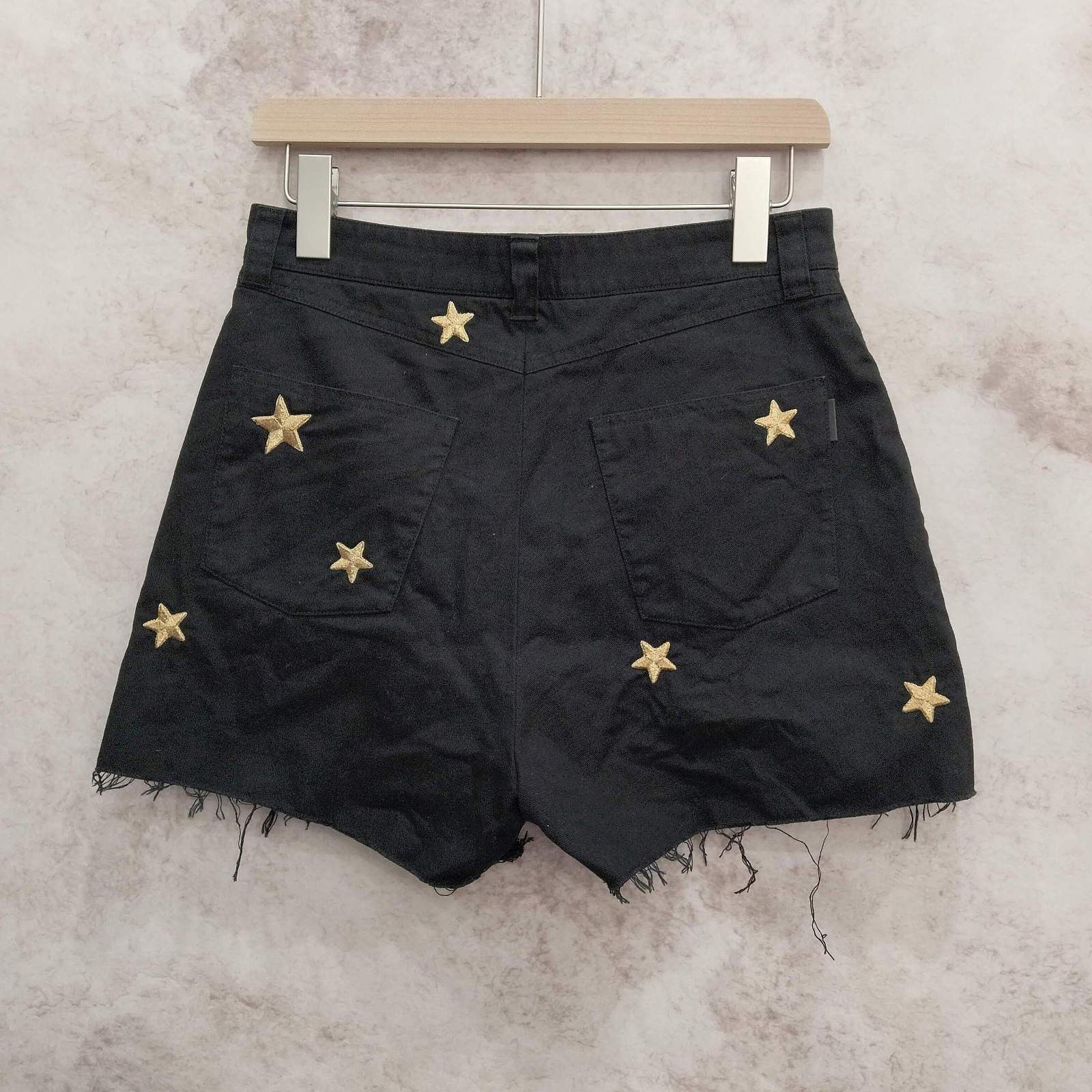 Saint Laurent Paris Saint Laurent Gold Star Embroidered Shorts Size 38 Size 27" / US 4 / IT 40 - 2 Thumbnail